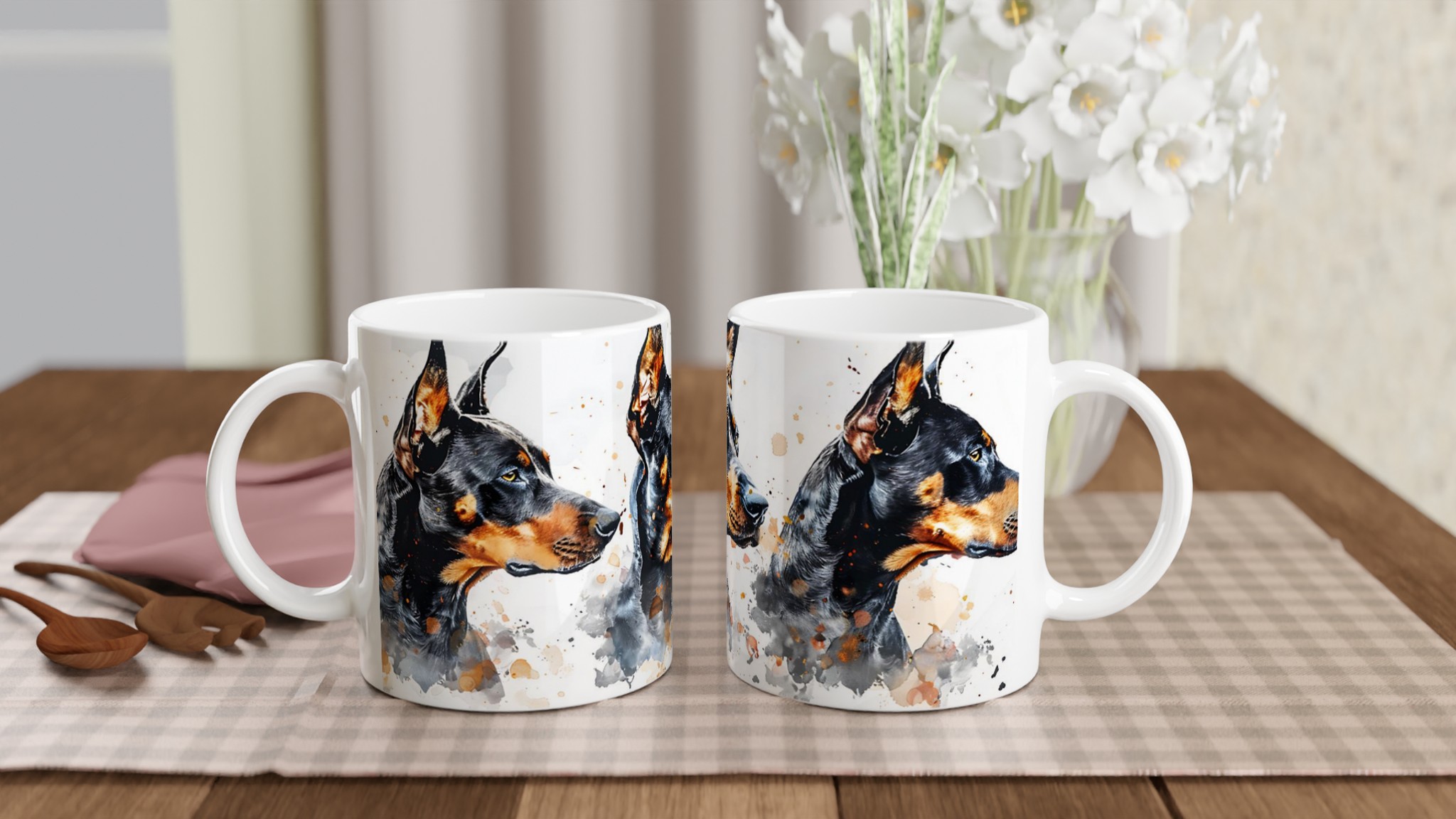 Dobermann Akvarellmugg – Konstnärlig Hundporträtt för Kaffeälskare i Valfri Färg! 10 2c23ca20-4387-478a-9f6c-e5b710f4085c