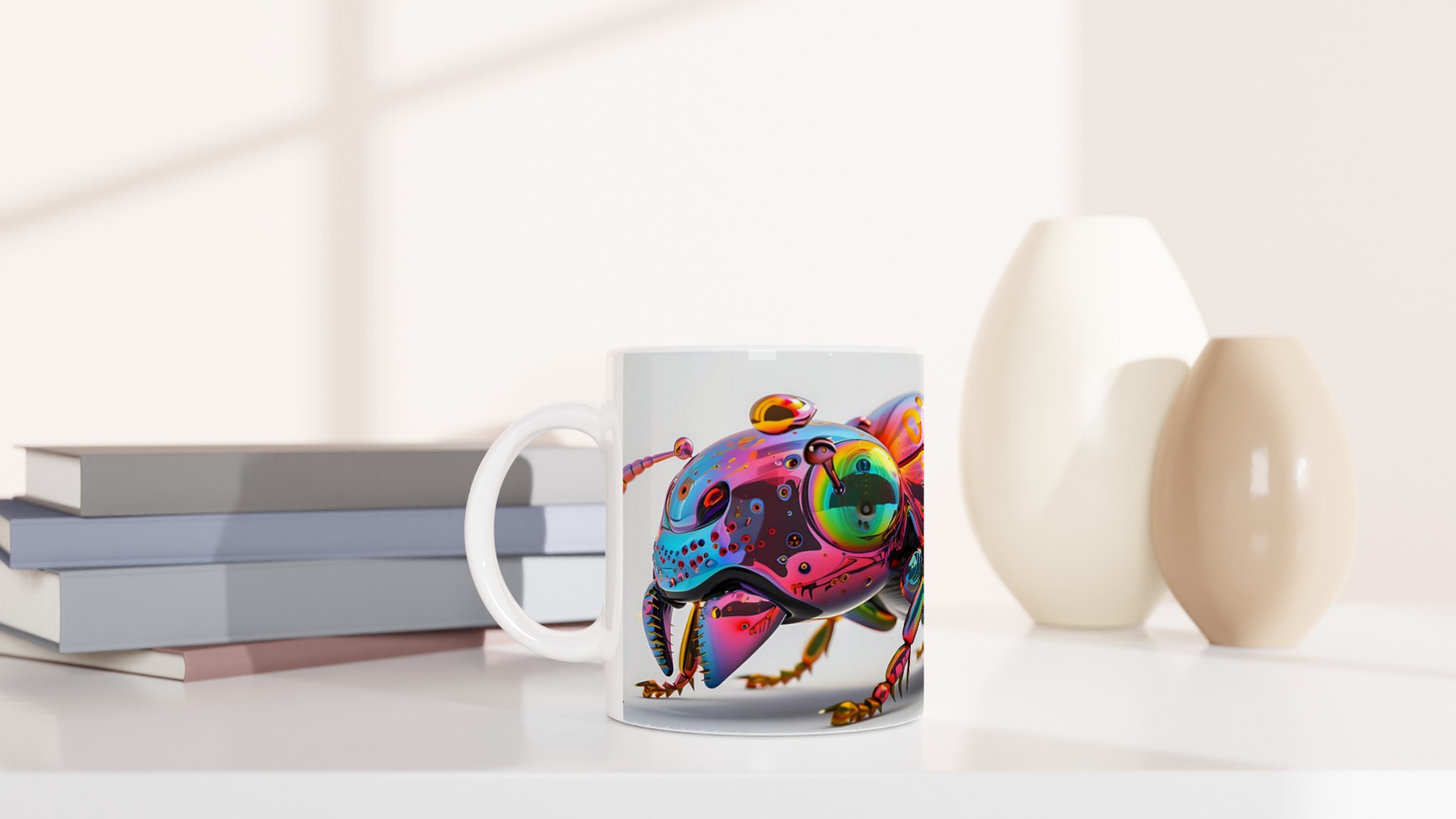 Psykedelisk Skalbagge – 11oz Keramisk Mugg med Vibrerande Färgspel i Ditt Val av Keramikfärg 10 428c95e9-30ed-491d-80d8-810802950fa8