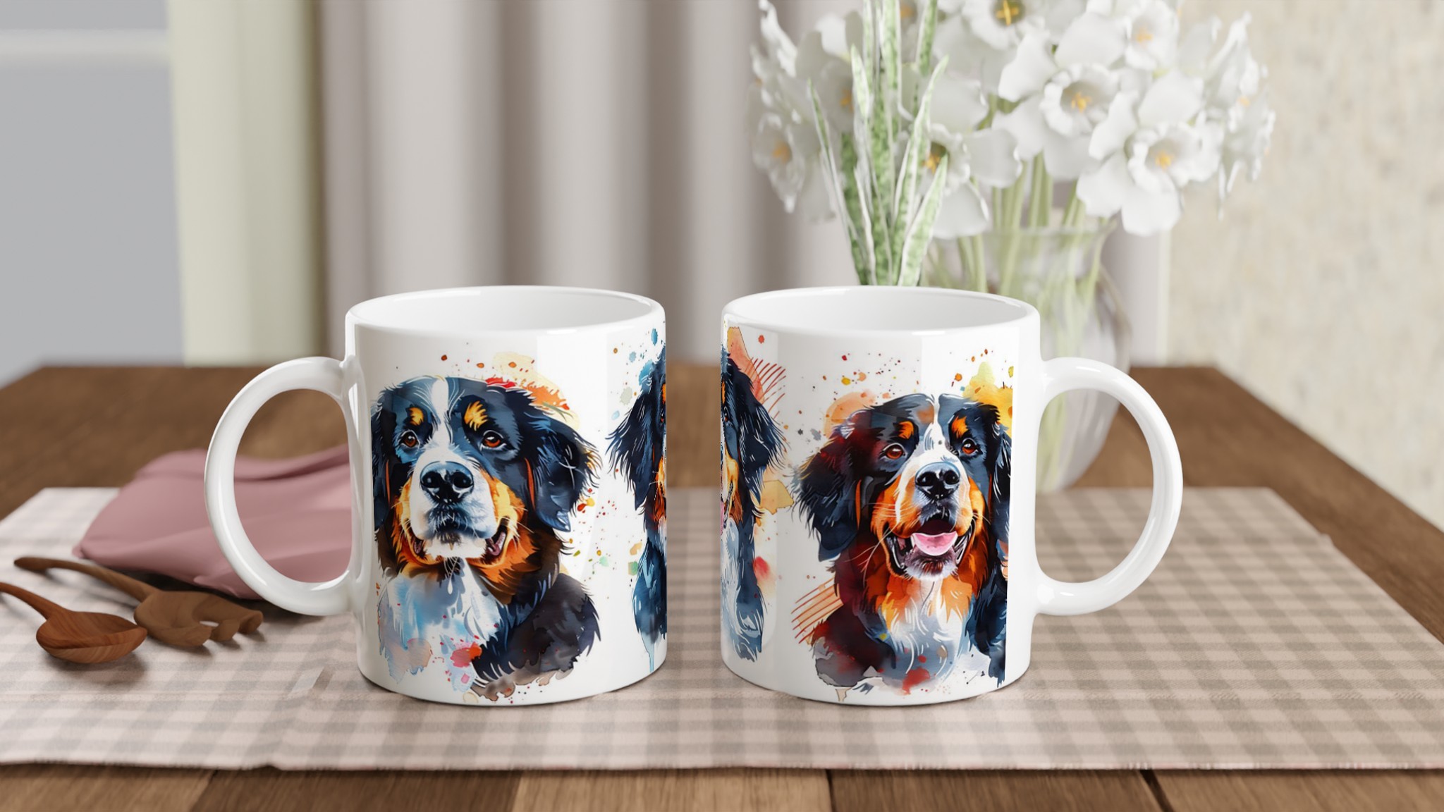 Färgstark Berner Sennenhund Mugg – Konstnärligt Akvarellporträtt i Din Valda Färg 10 4553849e-4691-49bf-a7c4-bf4aeae91feb