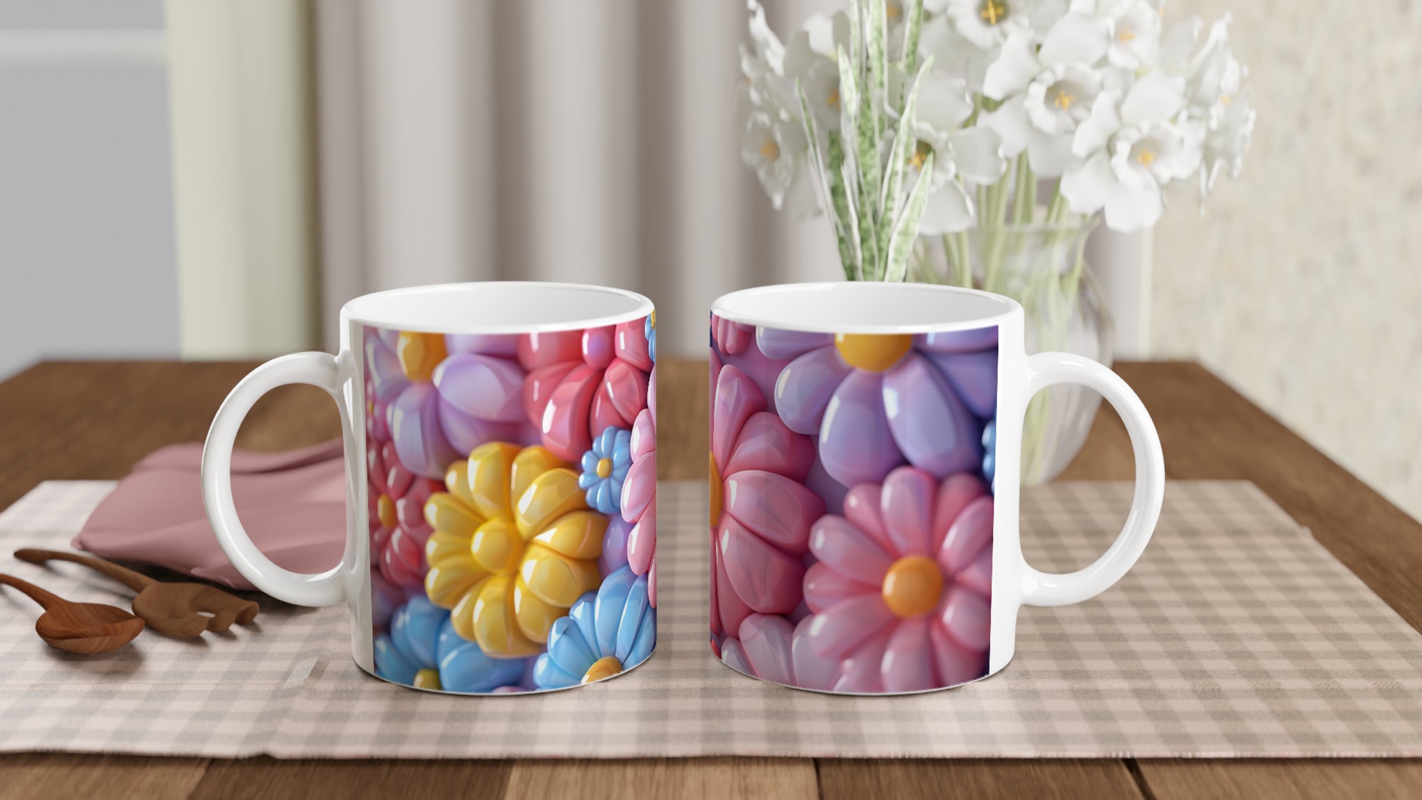 Pastel Daisy Delight 11oz Keramikmugg – Välj bland 7 Livfulla Färger 10 49c29094-89a3-417a-a846-b216d6886101