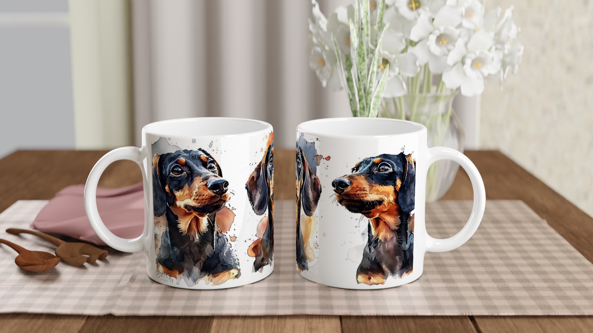Tax Vattenfärg Mugg – Söt Dackelhund Konst Keramisk Kaffemugg i Din Favoritfärg 10 4e0f3b64-0719-46a1-b5ee-d674ad753c75