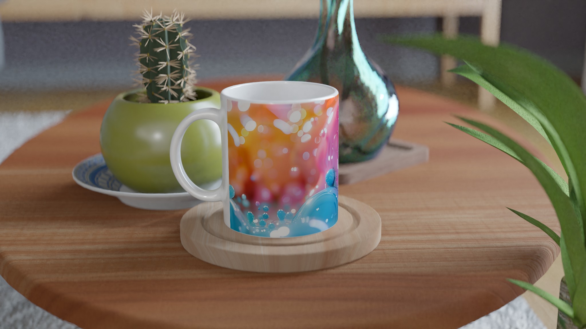Bubbelrosa & Turkos Färgexplosion Mugg – 11 oz Keramikmugg för en lekfull kaffestund 8 5f50cd7d-5f66-4185-a3e3-67cfc3f7c3c4