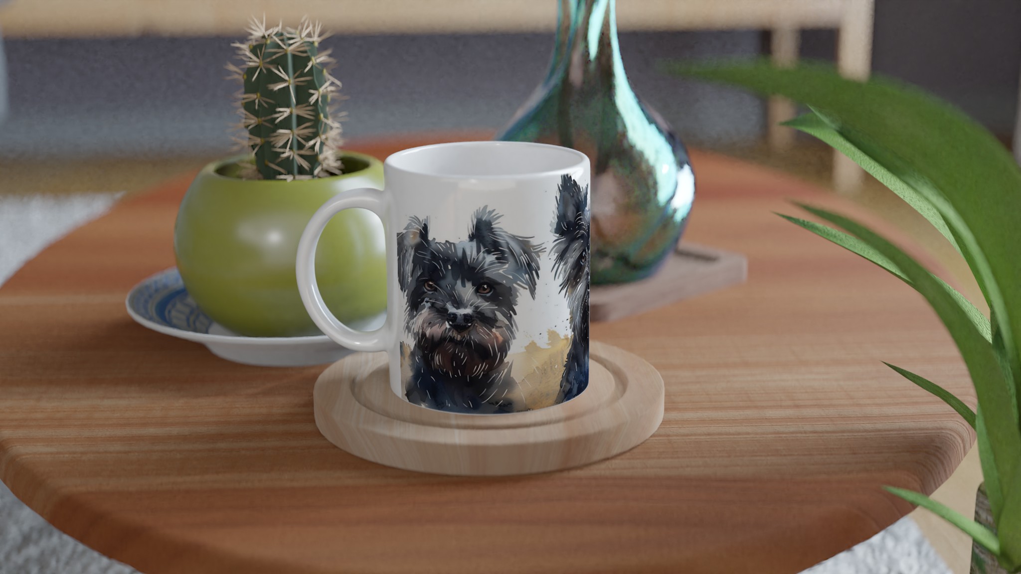 Terrier Triumvirate Akvarellmugg – Handmålad Hundkonst för kaffeälskare i sju färger 9 708587aa-3ad2-4517-911f-075d71a13577