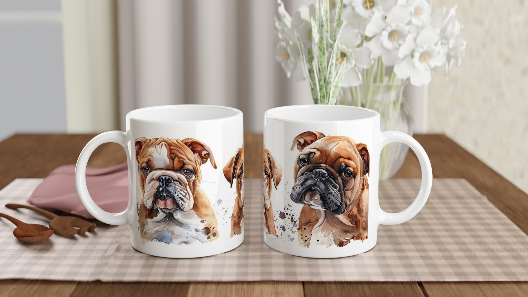Charmig Bulldog Akvarell Mugg - Personlig Keramikmugg i Flera Färger 10 749a5b24-0054-4fbe-86c2-5774f7166925