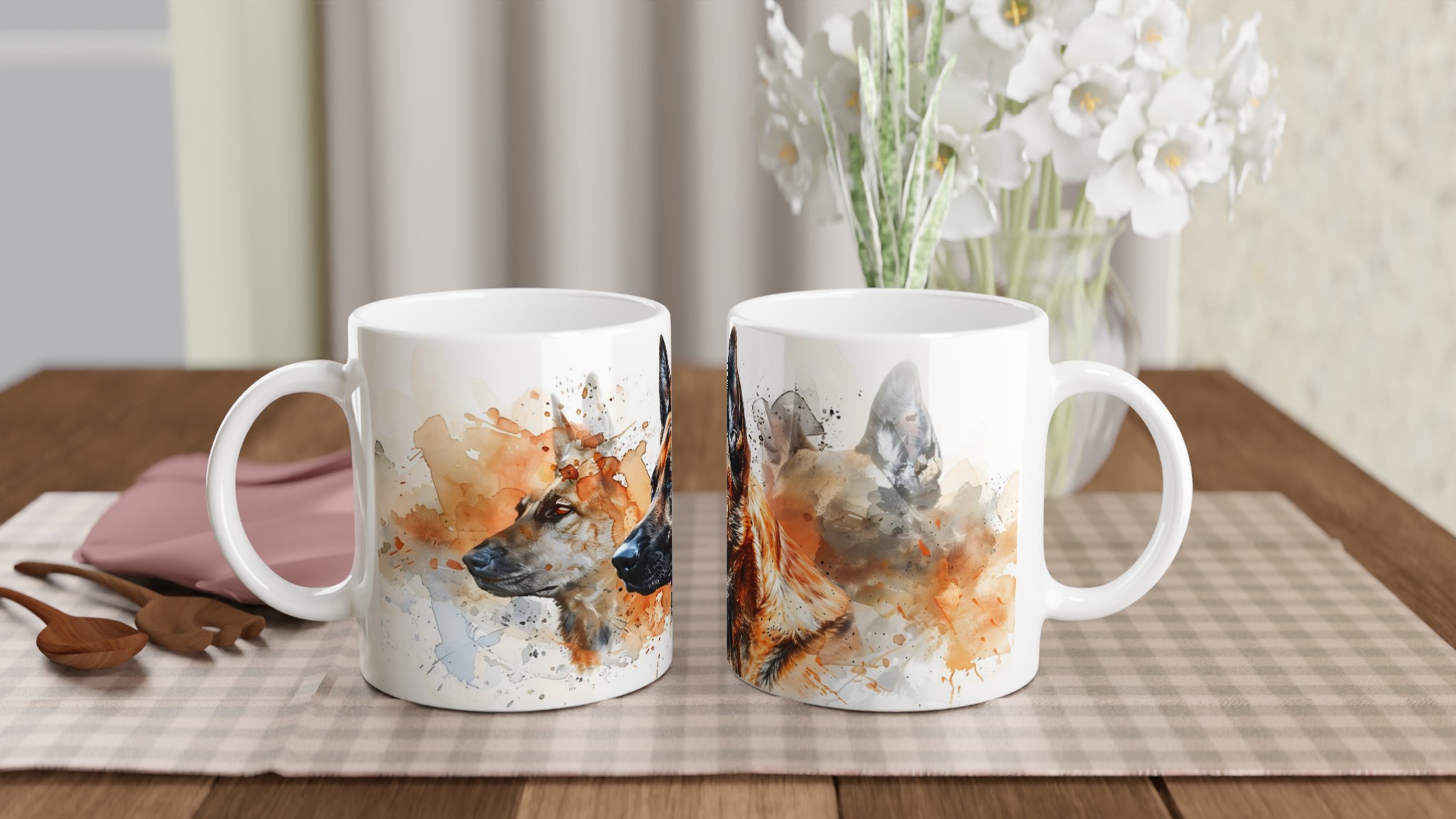 Vacker Schäfer Akvarell Mugg – 11 oz Keramikmugg i ditt val av sju färger 10 88d8eab2-65ca-4ff1-a5e1-4761e881ecf3