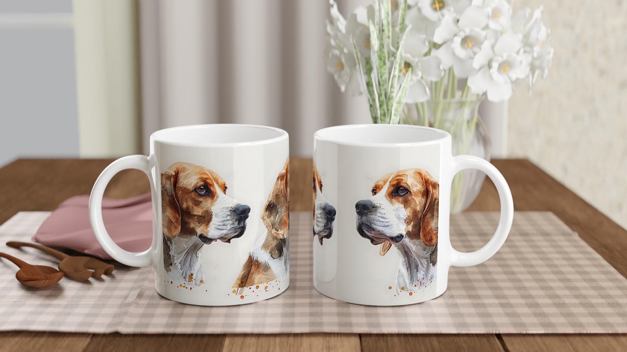 Beagle Vattenfärgsmugg – Unik 11oz Keramikmugg för Hundälskare, Välj din färg! 10 a2c1049b-9093-4140-a7b2-e2b719bbf6c3