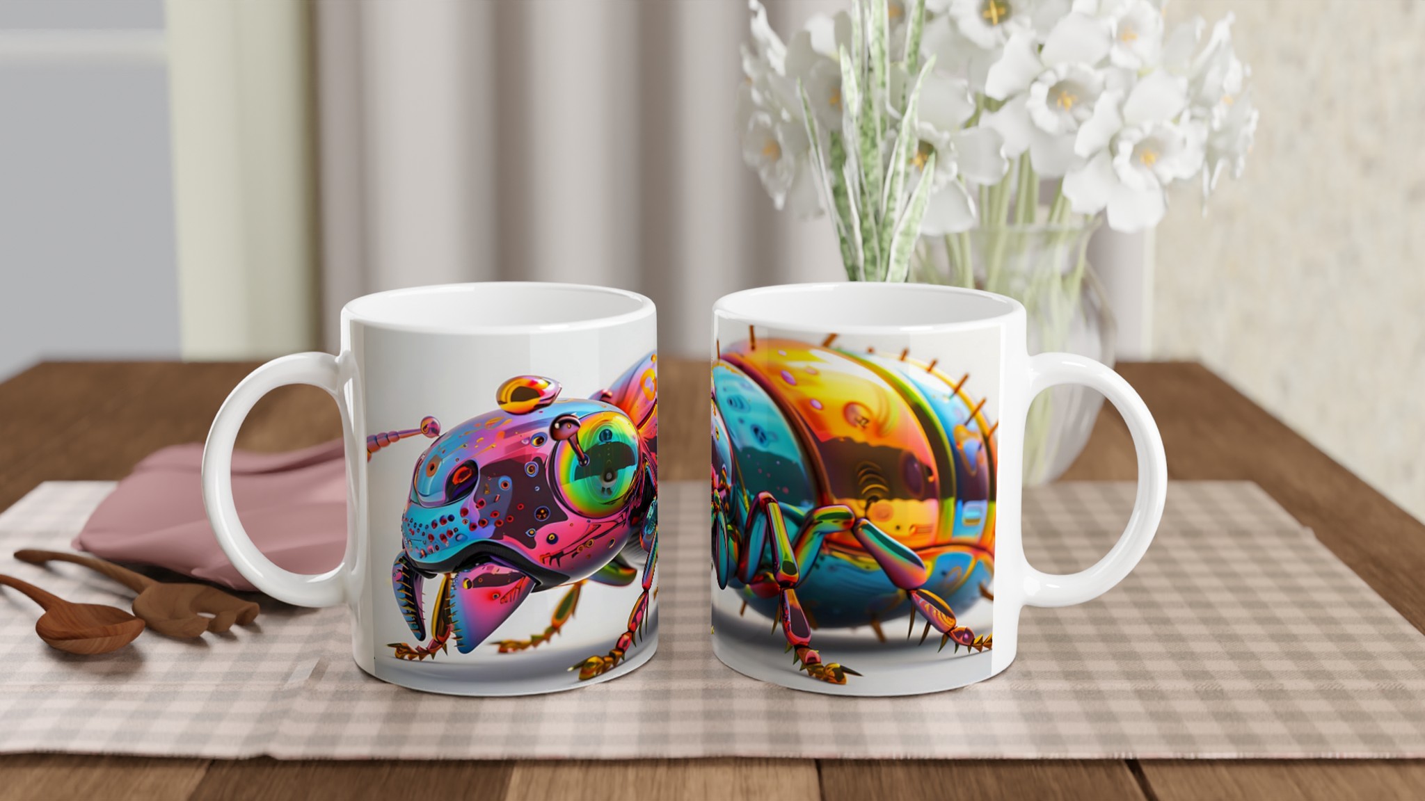 Psykedelisk Skalbagge – 11oz Keramisk Mugg med Vibrerande Färgspel i Ditt Val av Keramikfärg 9 ad585336-2cee-4a11-9cf7-1155cae5bb85