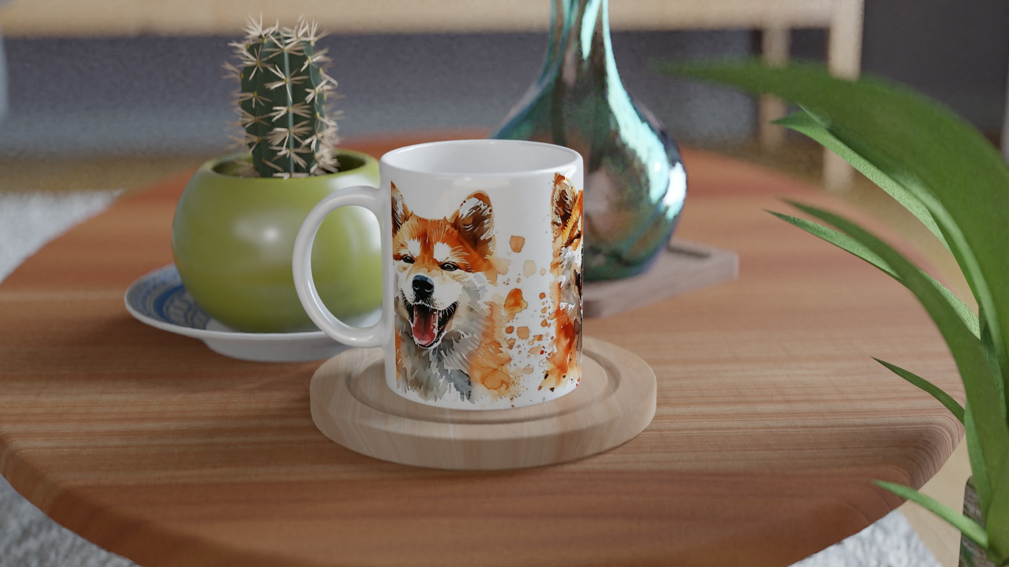 Glad Shiba Inu Akvarell Mugg - 11oz Keramikmugg i din favoritfärg 9 b3155d66-3586-434a-bed4-b6bdc26328cf