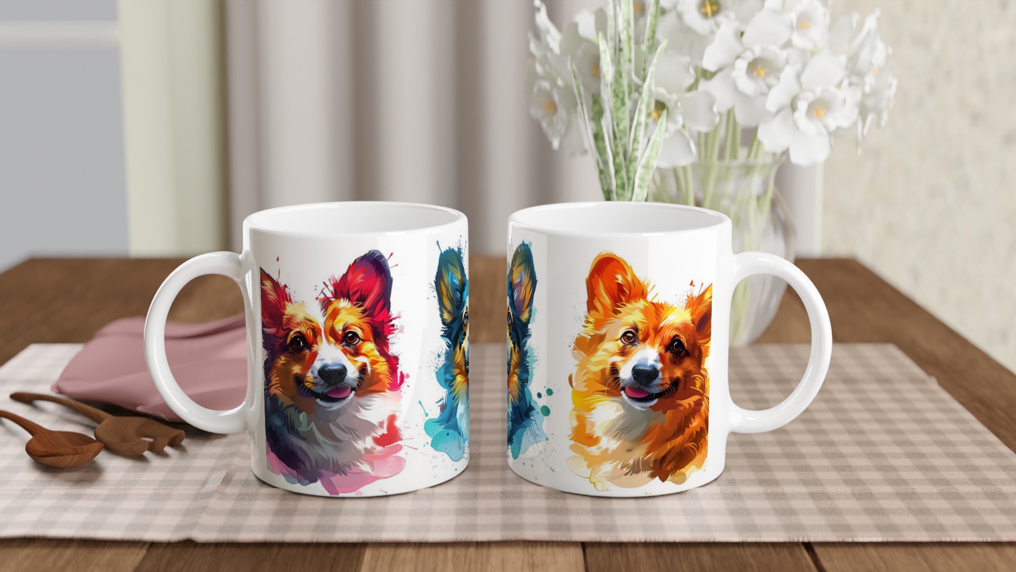 Färgstarka Corgis 11oz Keramikmugg – Konstnärligt Akvarelltryck för Hundälskare 10 b7b10bde-321f-4488-84a8-7aff1e01c988