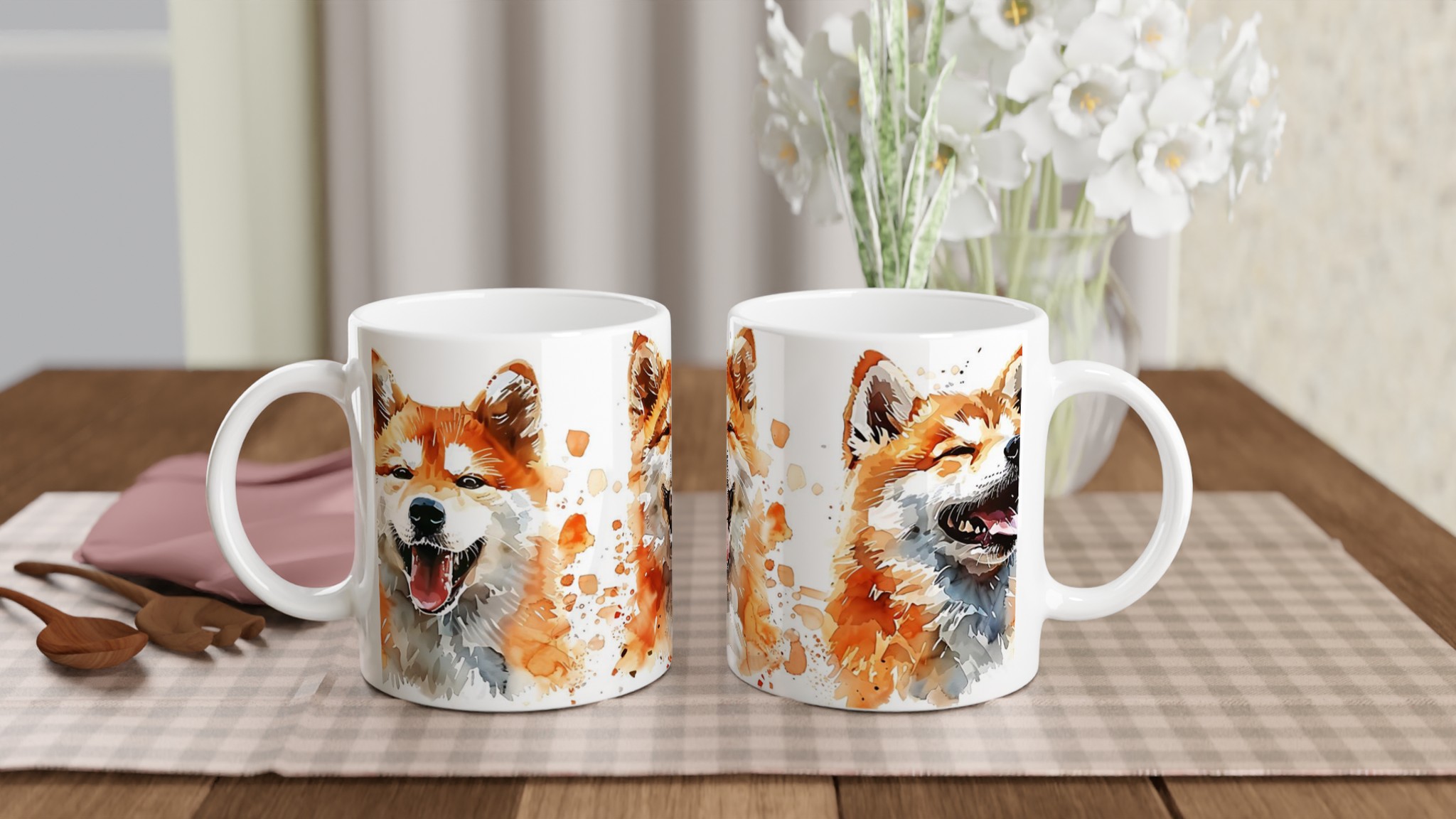 Glad Shiba Inu Akvarell Mugg - 11oz Keramikmugg i din favoritfärg 10 bc1f74f9-a67d-4cc5-b6bf-36dc4dd83bbf