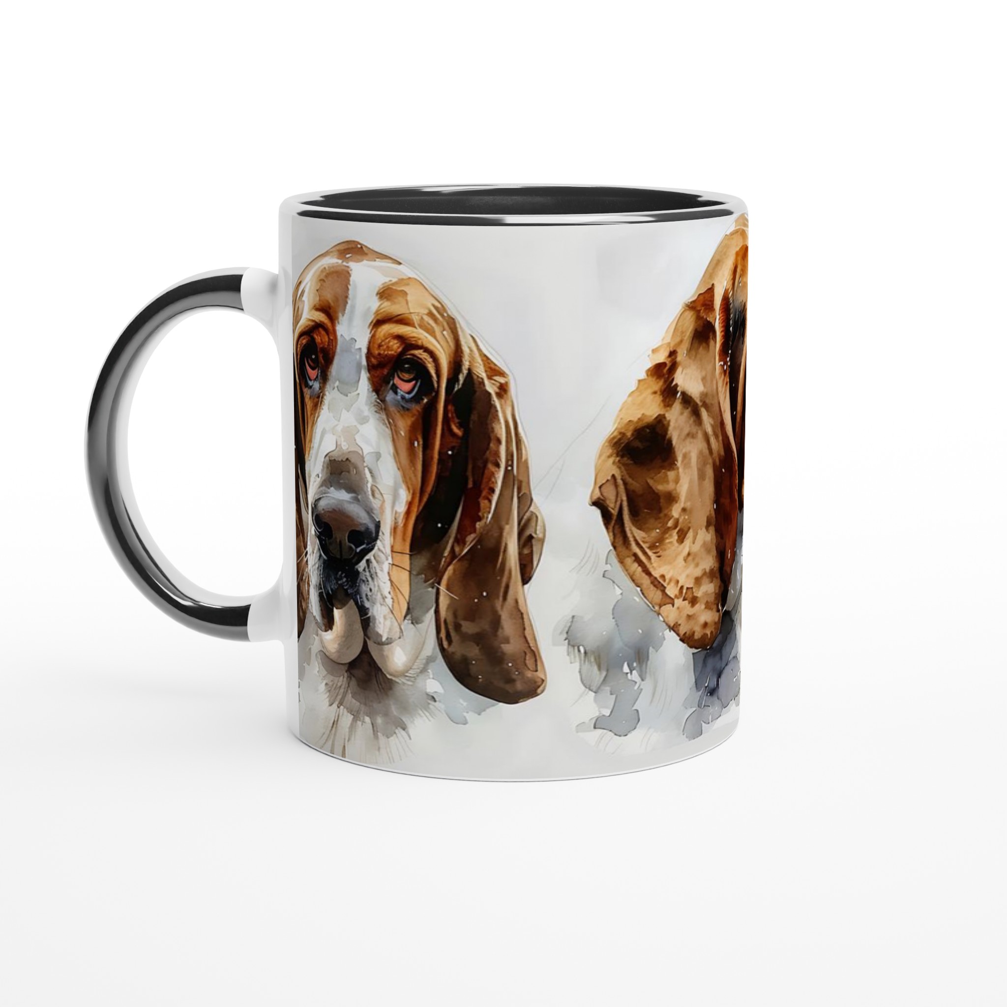 Basset Hound Konst Mugg – Vattenfärgsstil Keramikmugg i 7 Färger 2 c26de260-09a0-46d5-9567-5cfbffe6e558