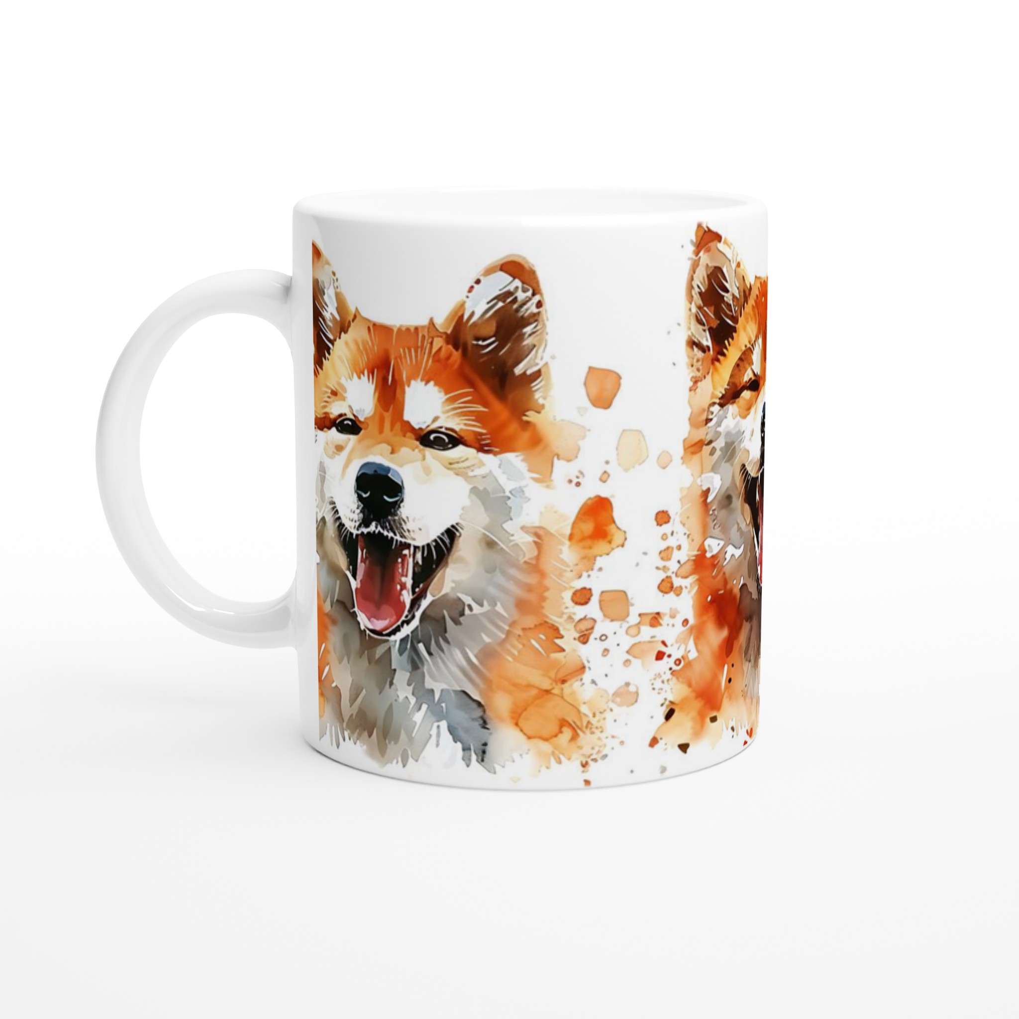 Glad Shiba Inu Akvarell Mugg - 11oz Keramikmugg i din favoritfärg 1 dfa41933-3706-4f23-800d-c6722bc6c565
