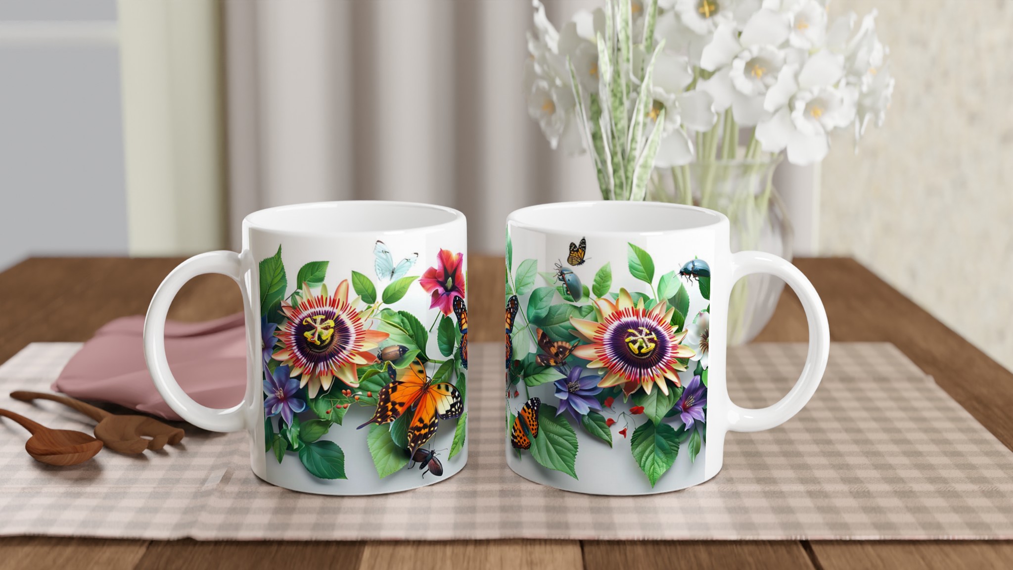 Fjärils- och Blomstermugg – Vibrerande Trädgårdsdesign på 11 oz Keramikmugg 9 e4c10689-18c1-4204-97d1-fb14e23ca513