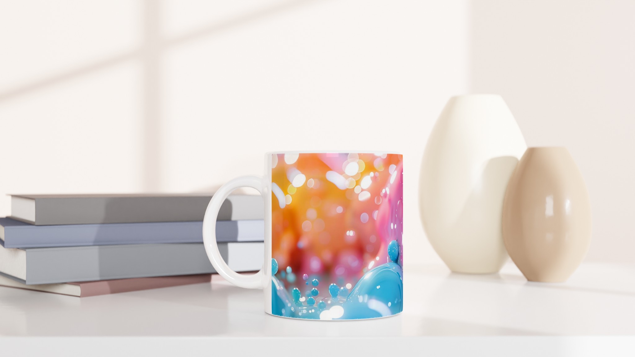 Bubbelrosa & Turkos Färgexplosion Mugg – 11 oz Keramikmugg för en lekfull kaffestund 10 e903687c-6a0a-4f79-a259-78c1f7d30869