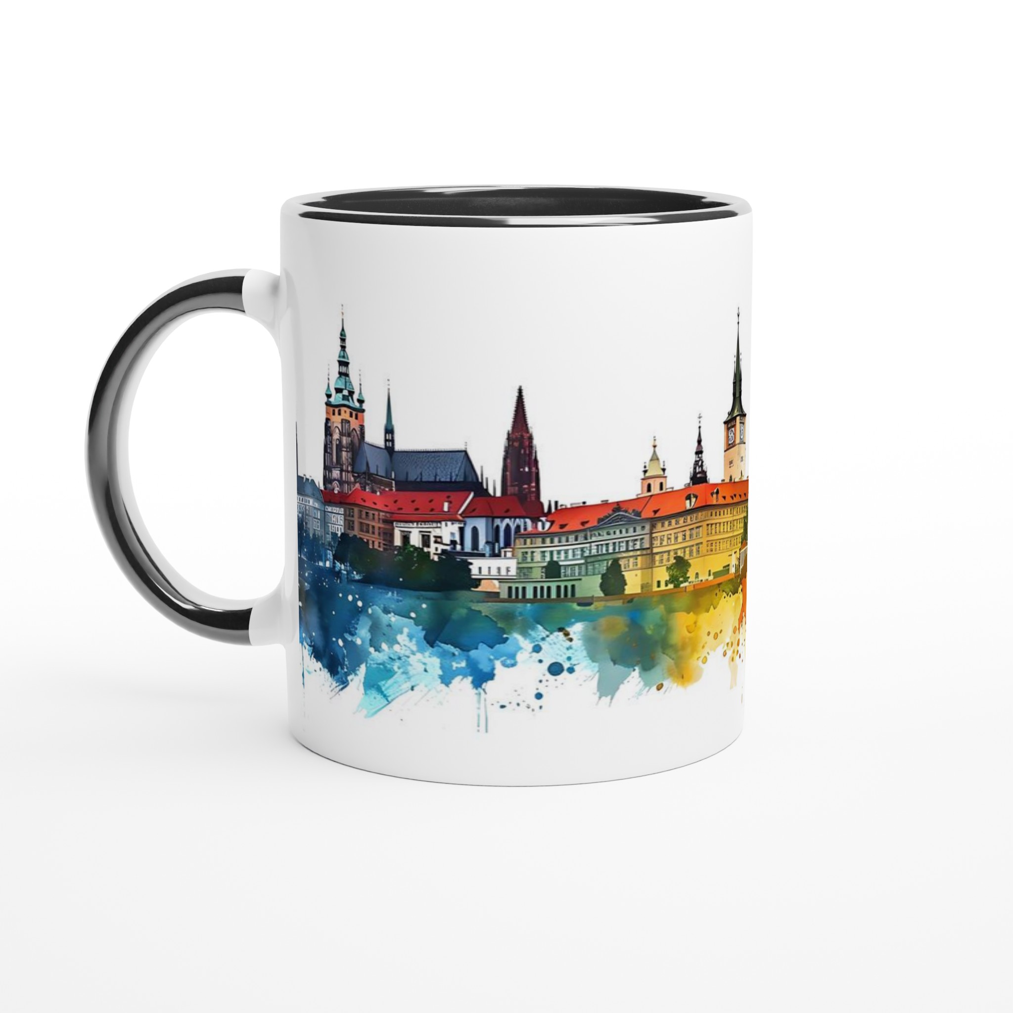 Prag Watercolour Cityscape Mugg - 11oz Keramikmugg med Färgstarkt Vattenfärgstryck 7 006bc2ed-64a9-48a8-9338-2e4e963f8c04