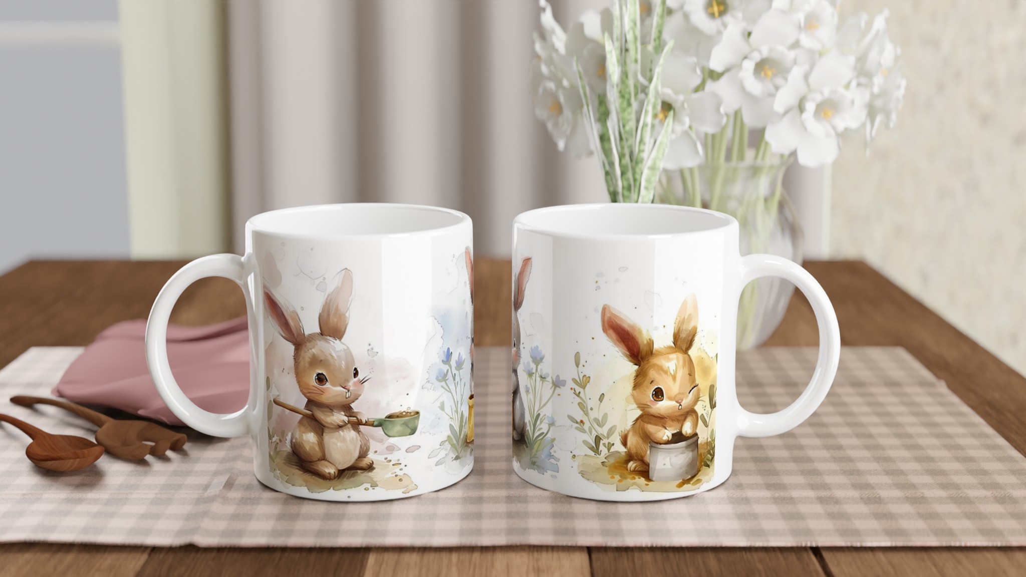 Söta Påskkaniner 11oz Keramisk Mugg – Charmig Akvarelldesign i Flera Färger 11 012682aa-f3f2-4f0d-ba22-10f58762aeb8