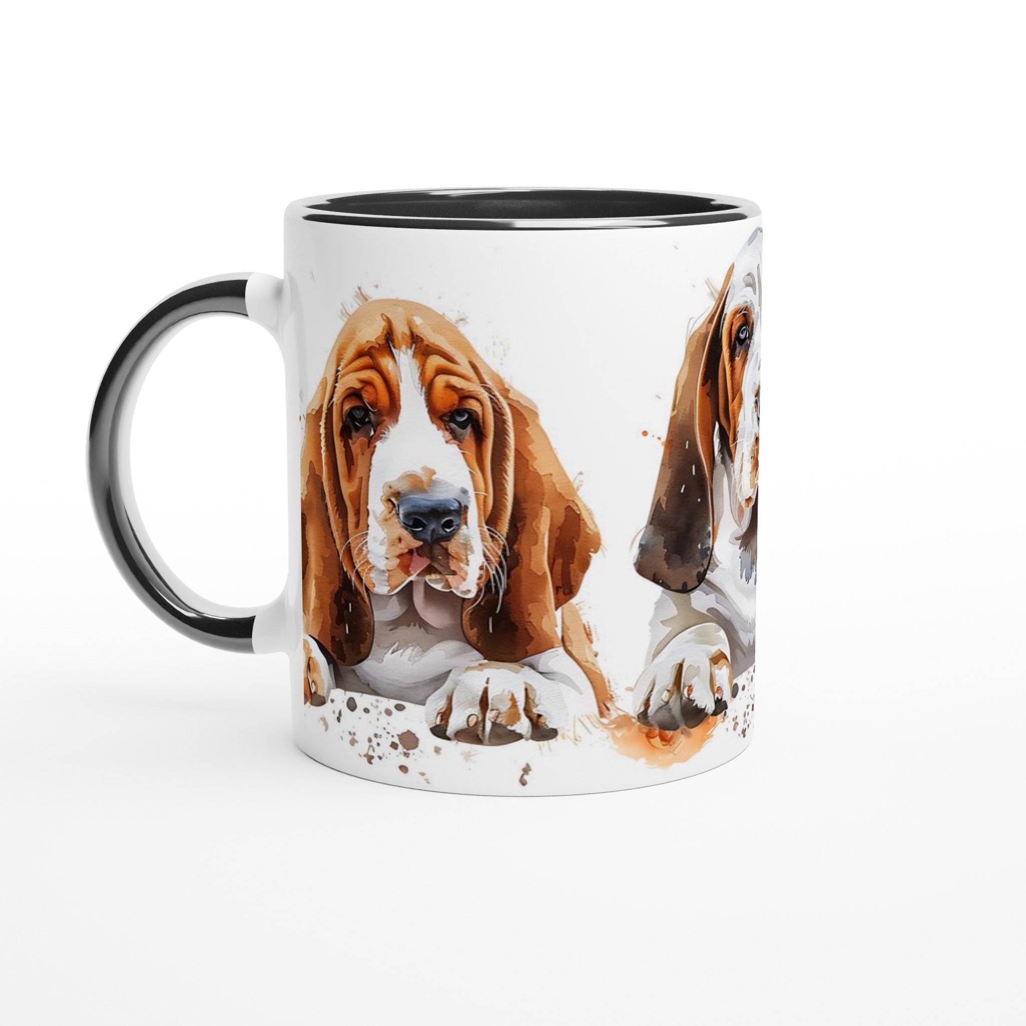 Basset Hound Valp Akvarell Mugg – Vit 11oz Keramikmugg i ditt val av 7 färger 2 0127951f-f595-46fe-8084-71bc45ce7620