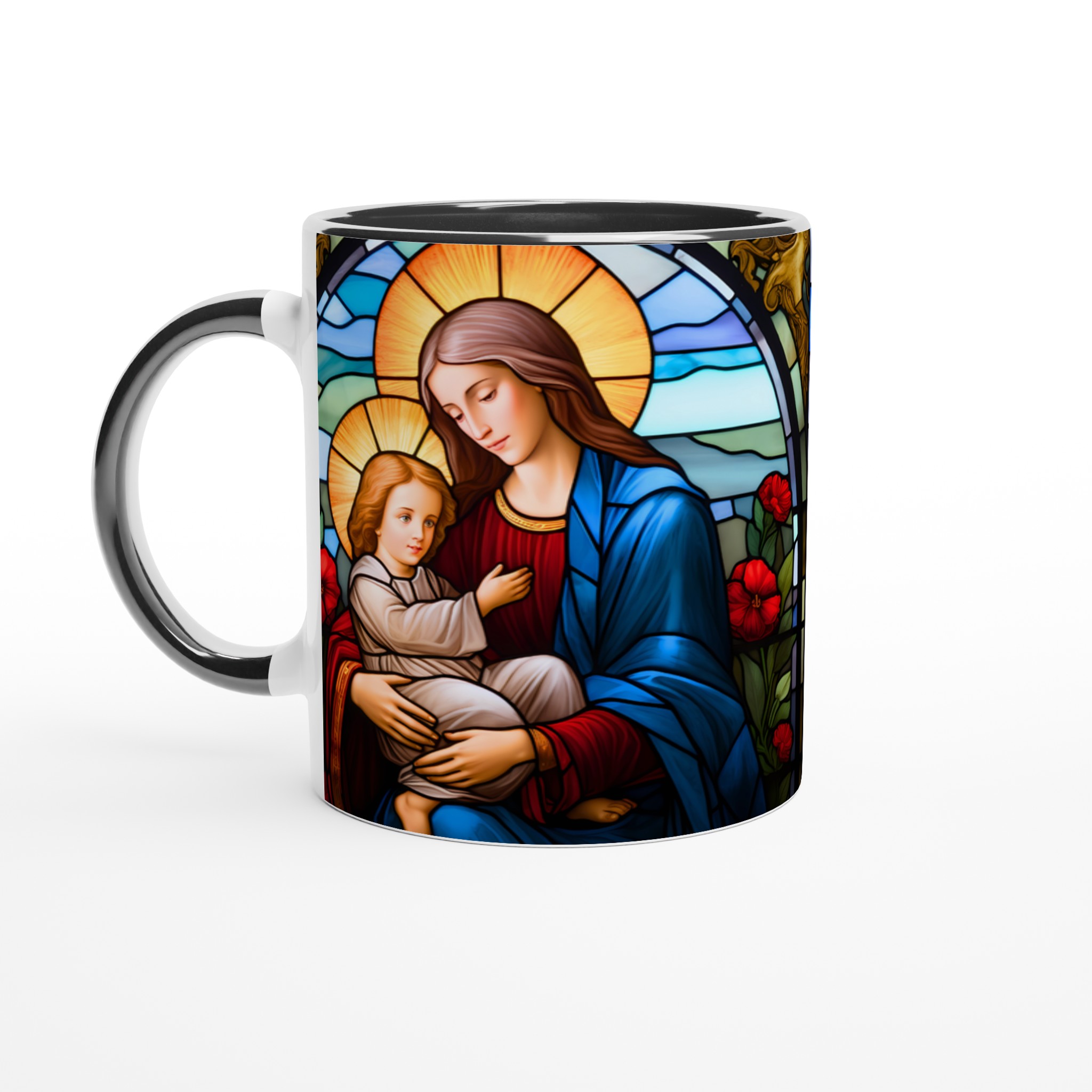 Madonna och Barnet Blyinfattat Glas Mugg - Helig Konst i Levande Färger 7 02292772-cfb2-4793-badd-3a94177c89fb