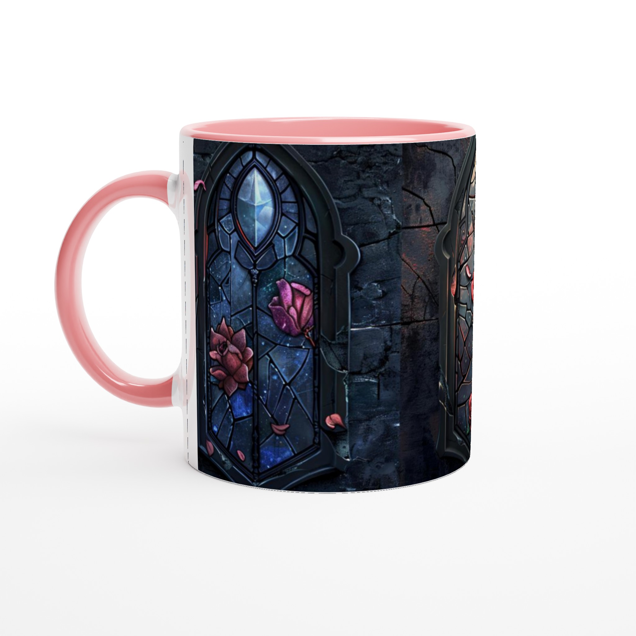 Vit 11oz keramisk mugg med dramatisk glasmålningsinspirerat motiv i flera färger 6 0299f918-a298-409f-ab97-e55c5cc78a0e