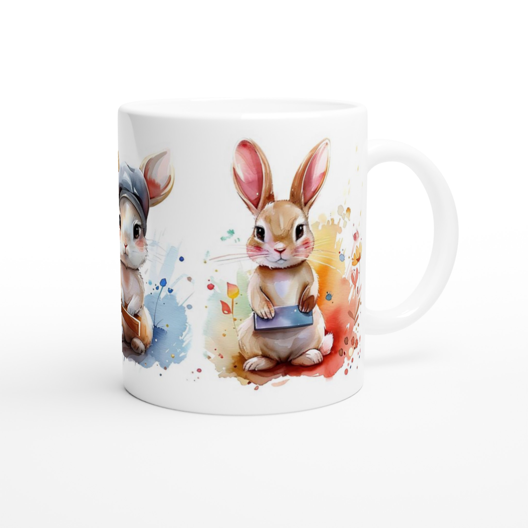 Konstnärliga Kaniner Keramikmugg – Charmigt Akvarellmotiv för Kaffeälskare, Välj din Favoritfärg! 9 029c6ded-2613-4751-a949-af40e93d6f48