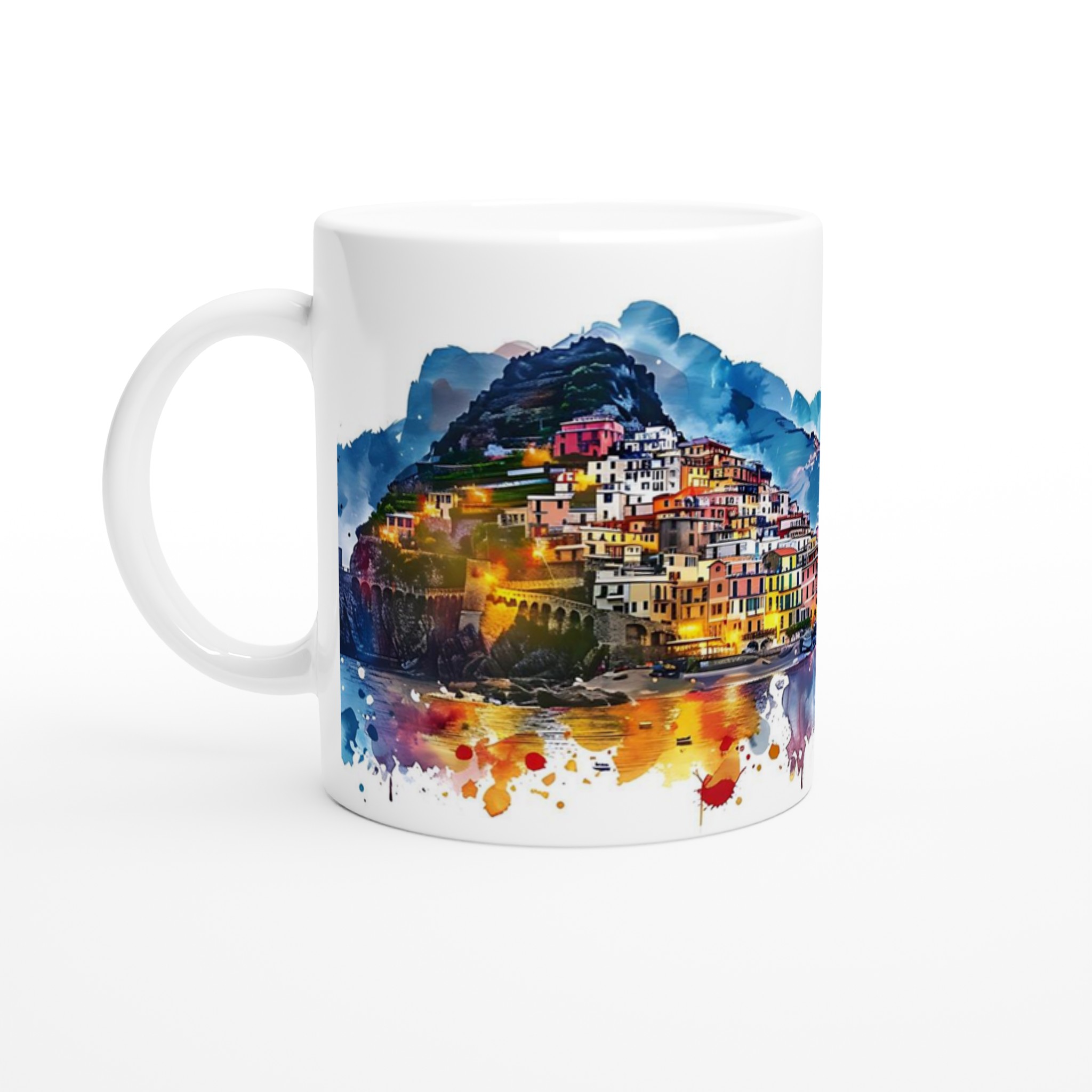 Italiensk Kustby Akvarell Mugg - Färgstark Keramikmugg, 11oz 1 02a20a8e-7eff-46d8-9182-a1a0bc551603