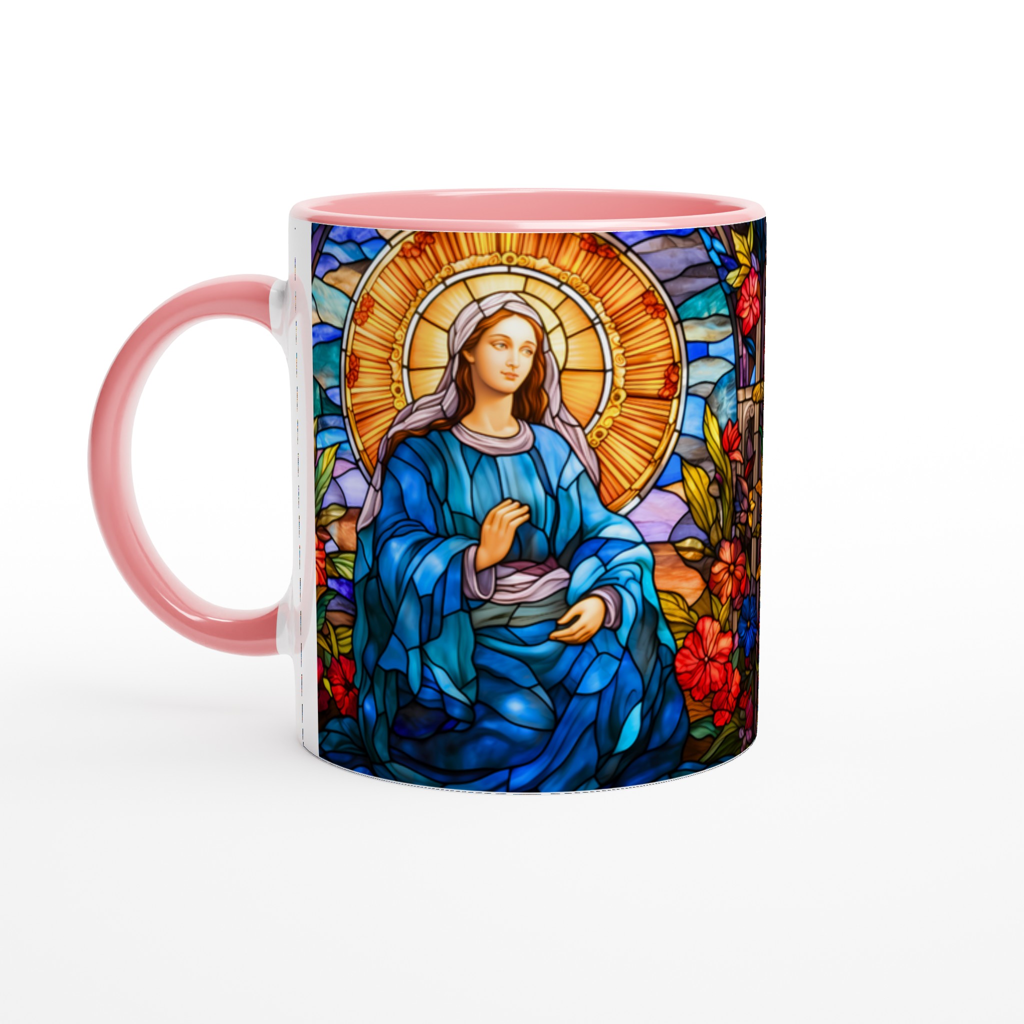 Mångfärgad Glasmålning Jungfru Maria Keramisk Mugg – Inspirerande Konst för Kaffeälskaren 6 02d50877-e0d7-49ae-af92-aac07148d5ba