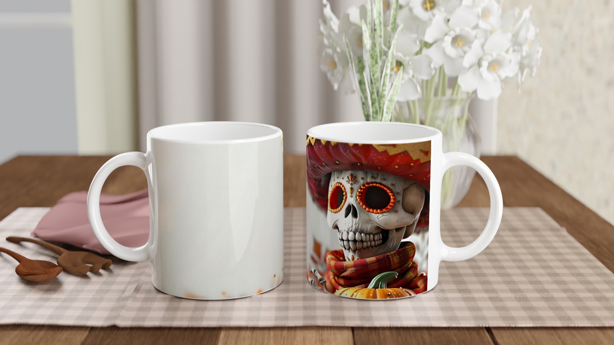 Fiesta Skull Keramisk Mugg – Firar Día de los Muertos med Färgglad Design, Finns i 7 Livfulla Färger 10 037a7b57-fcc6-432d-b6e1-54f70351ef01