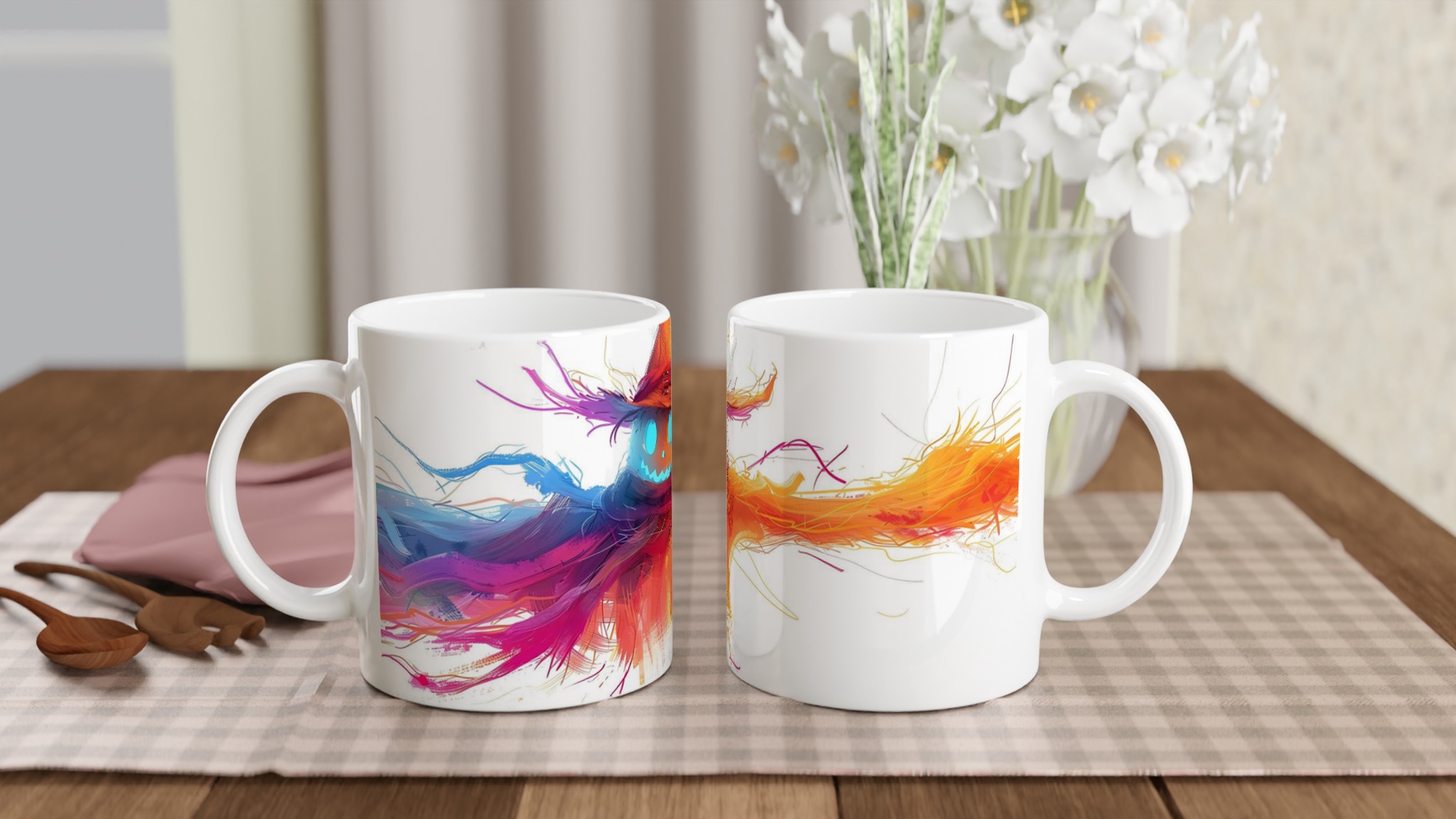 Magisk Skräckinjagande Fågelskrämma Keramikmugg - Färgsprakande Halloween Design för Din Favoritdryck 10 03b88636-42e7-467f-a07b-45225559a6cd