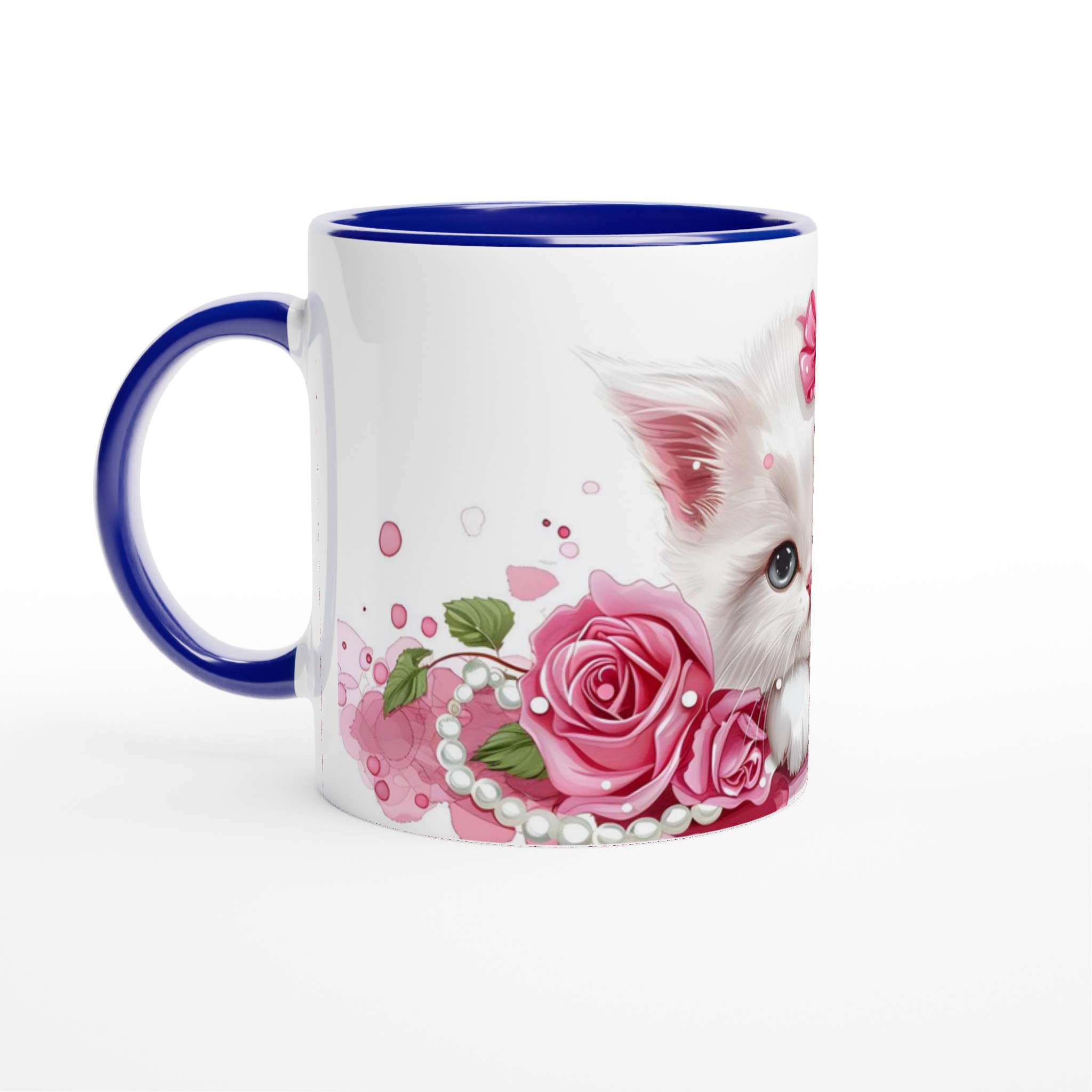 Söt kattunge och rosa rosor 11oz keramikmugg – Perfekt present för kattälskare 4 03bf2cab-2294-42f5-93da-26e6dba490de