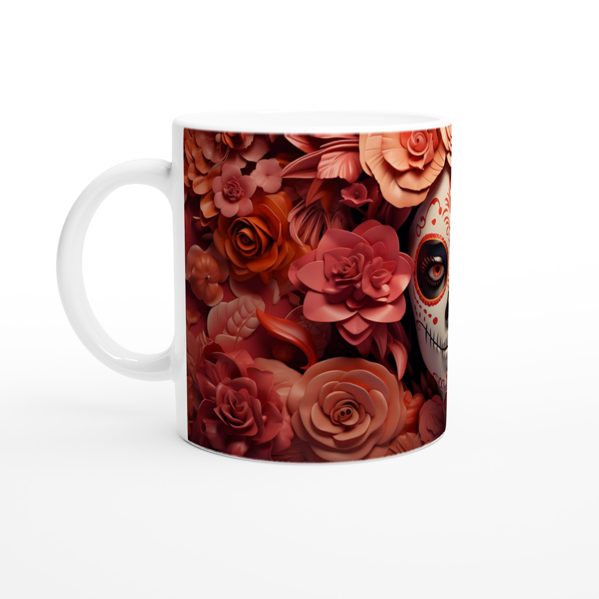 Dia de los Muertos Mugg – Färgstark Keramikmugg med Kalaca Tryck och Blomsterkrans 1 03f7bcb9-e307-45a2-bec8-f767abbab940