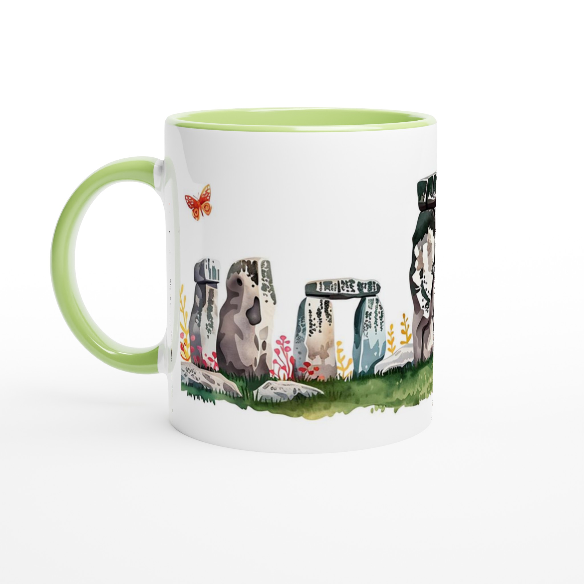 Stonehenge & Butterflies Akvarellmugg – 11 oz Keramikmugg i ditt val av 7 färger 3 042cb392-9534-4ad4-a18d-ee557ffa6059