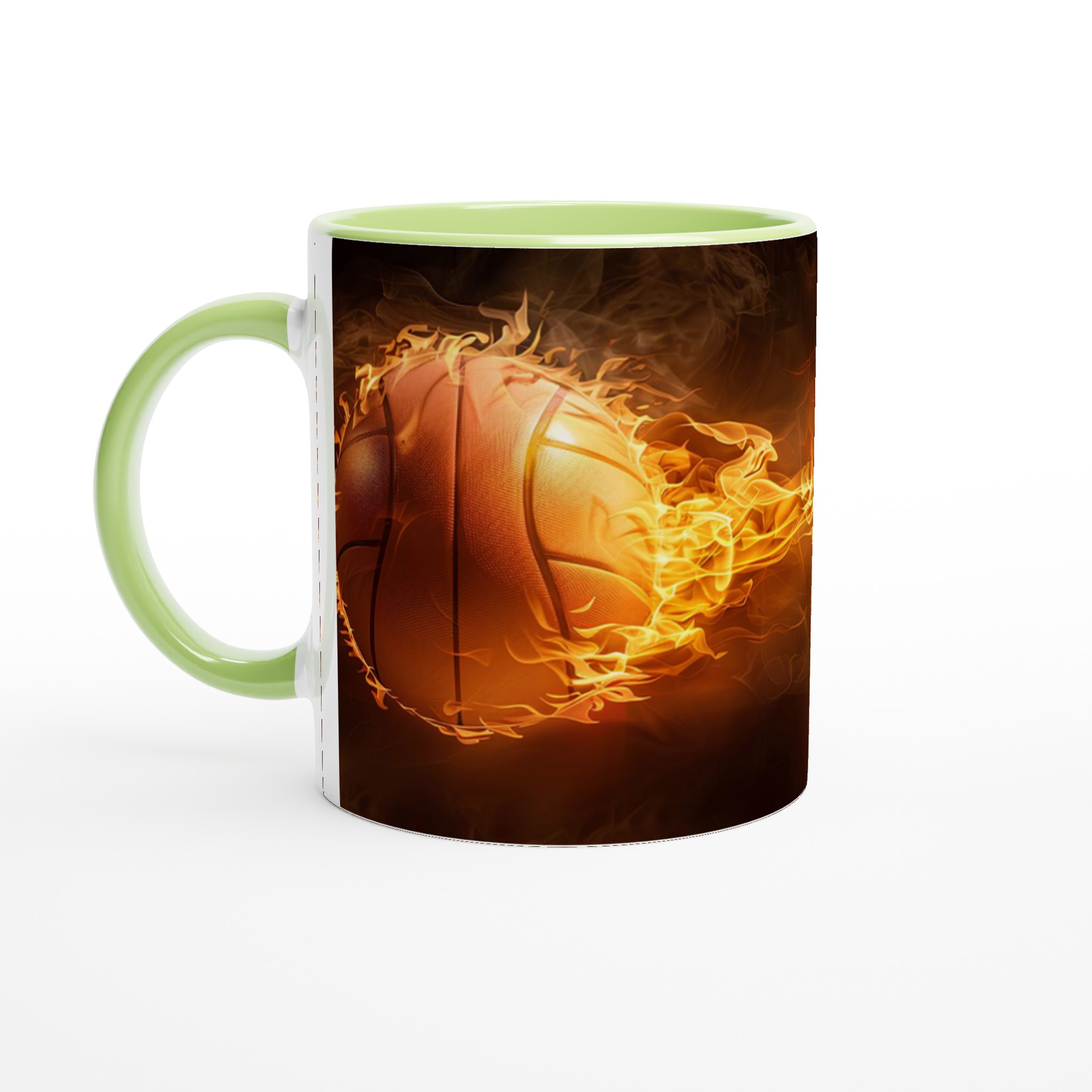 Flaming Basketboll Keramikmugg - Eldig Sportdesign i Valfri Färg, 11 oz 3 0476fdeb-bff1-4fa6-ae03-d47597ab8645