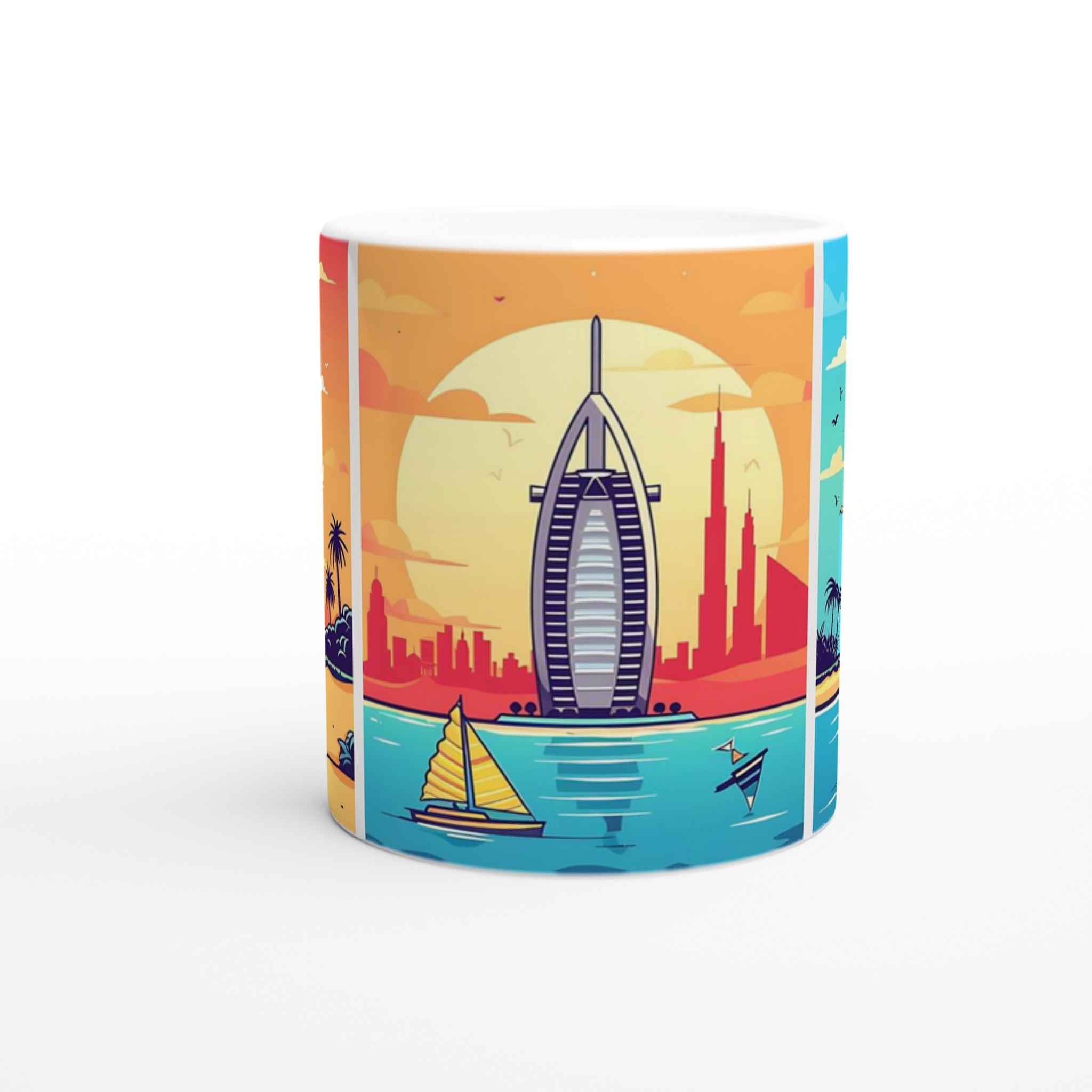 Dubai Sunset Skyline Keramisk Mugg – Konstnärlig Design i Välj din Färg 8 0496a665-89a1-426e-ac47-5d8d19514955