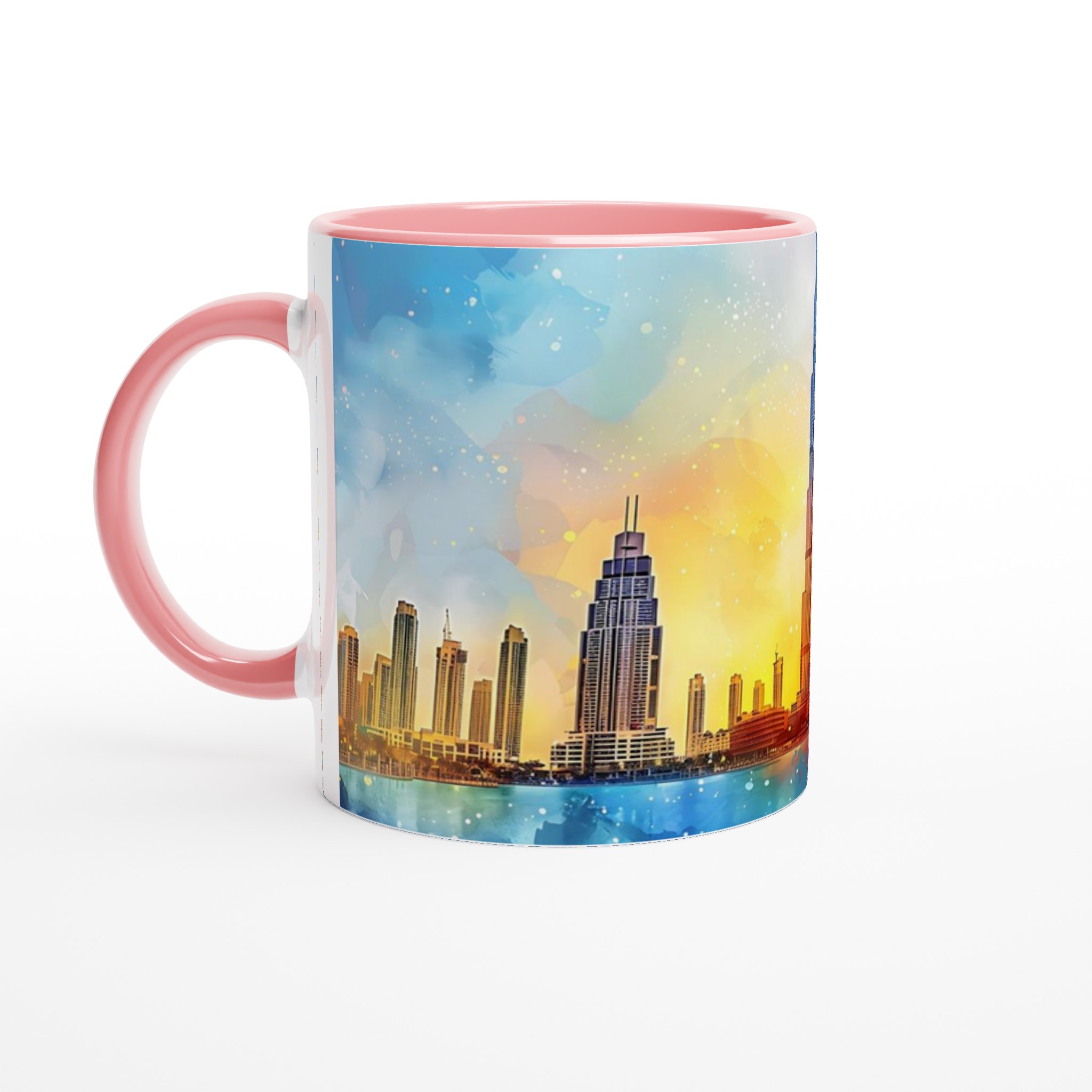 Dubai Skyline Watercolor Mugg – Färgstark Keramikmugg 11oz 6 04a3833f-ac1b-4edd-b0a9-2b32527daf57