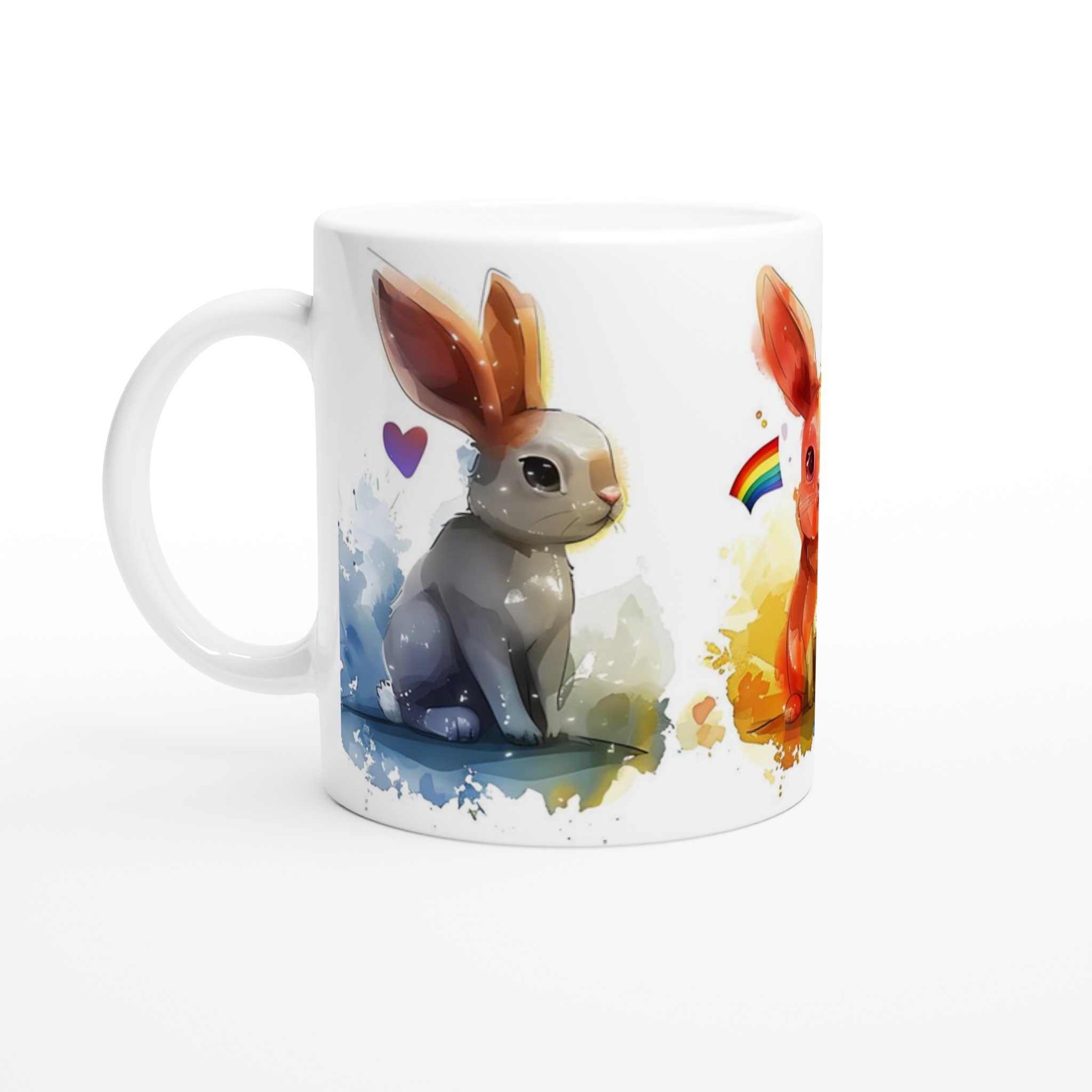 Färgglad Akvarellkanin Mugg – 11oz Keramisk Kaffekopp med Lekfull Design 1 050f87b1-3326-4c42-9c62-bcb0e9bafc8e