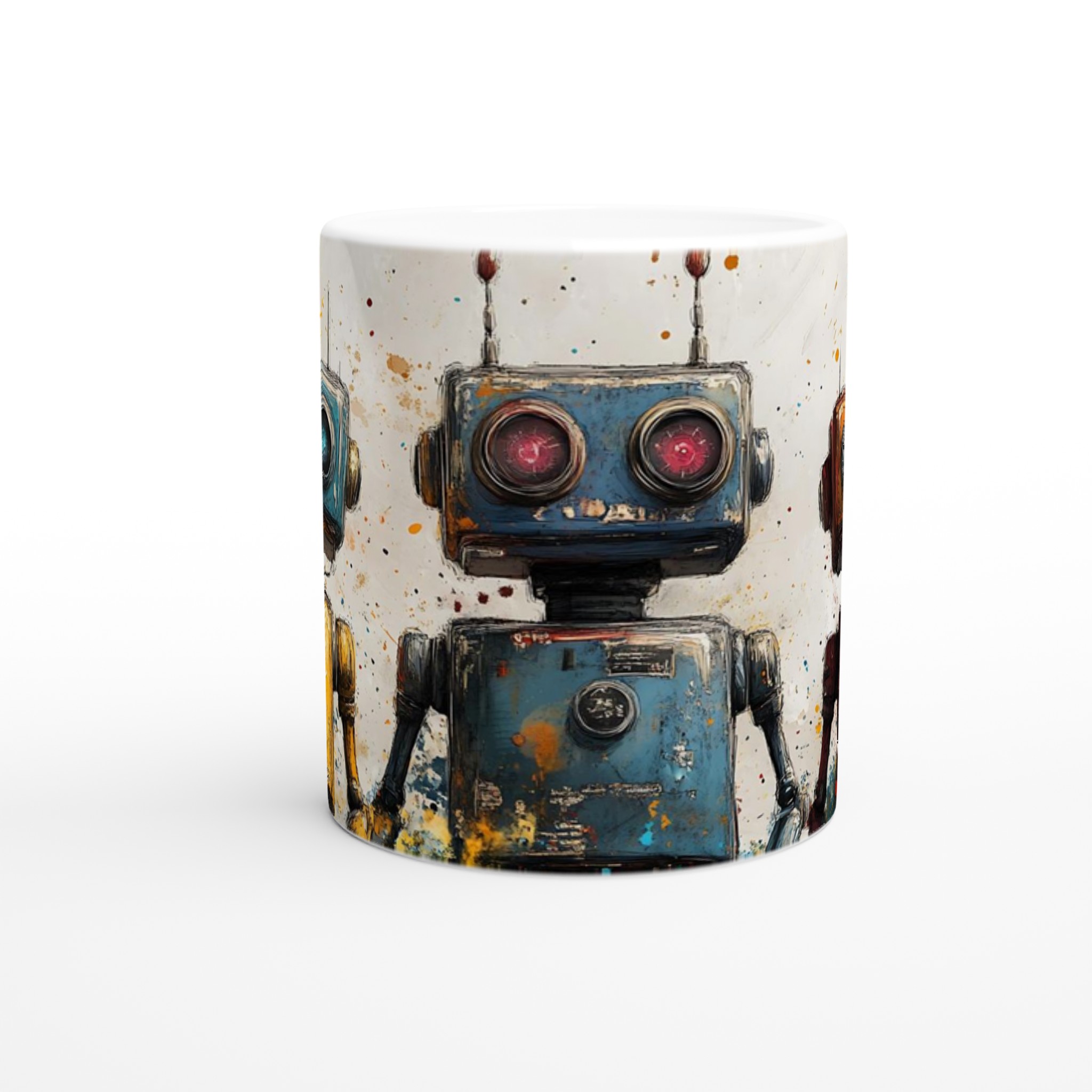 Retro Robot Art 11oz Keramikmugg – Välj din färg och ge liv åt din kaffestund! 8 0523fc4d-a278-4acc-bc2b-83737196df26