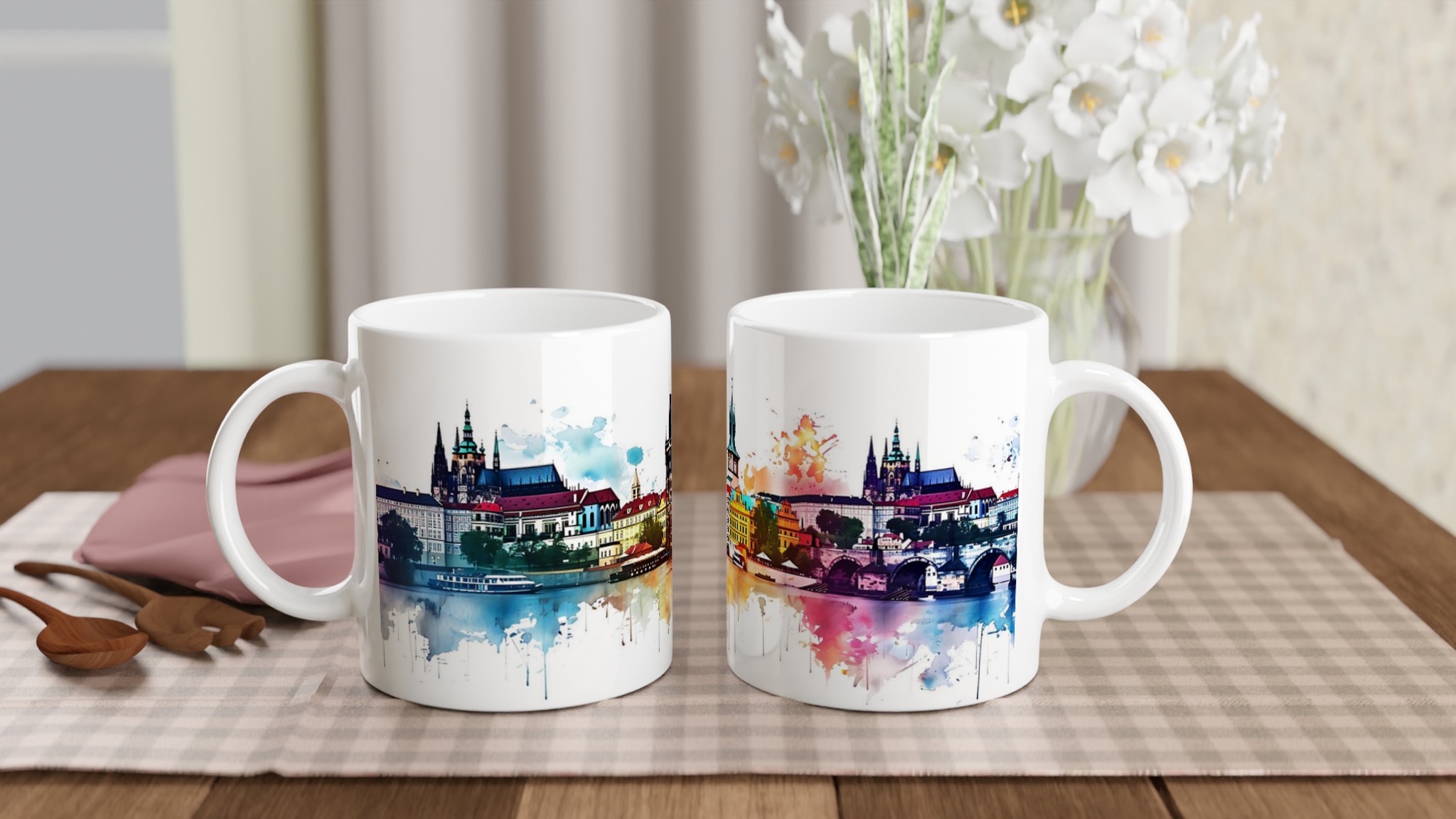 Prag Watercolour Skyline Mugg – Konstnärlig Stadsutsikt i Levande Akvarell 10 05d2b2ae-5406-4401-8718-fe3c71b01202