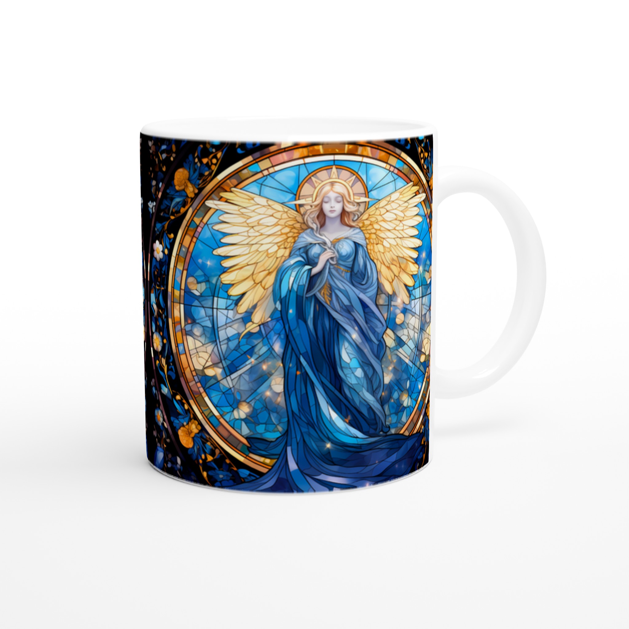 Ängel i Blått - Fönster Mugg: 11oz Keramisk Kaffekopp med Sakral Konst 9 069eb686-50d1-4a11-87f2-c36a08d1cd8f