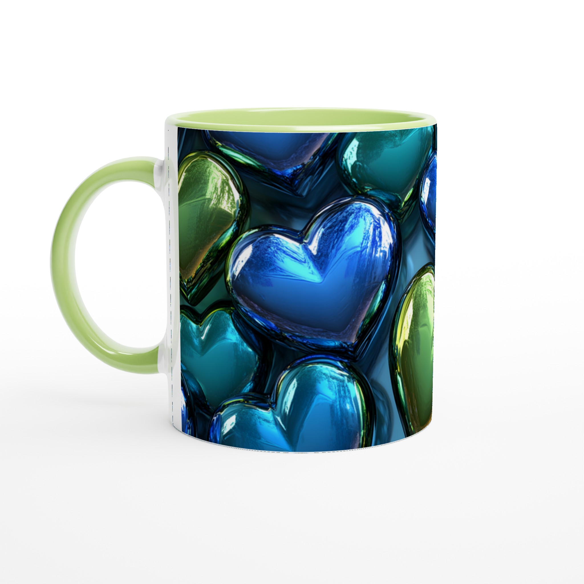 Kärlek i Varje Klunk: 11oz Keramisk Mugg i Glänsande Blått och Grönt 3 0701eacc-f95c-419b-8f9d-d85ba76b5571