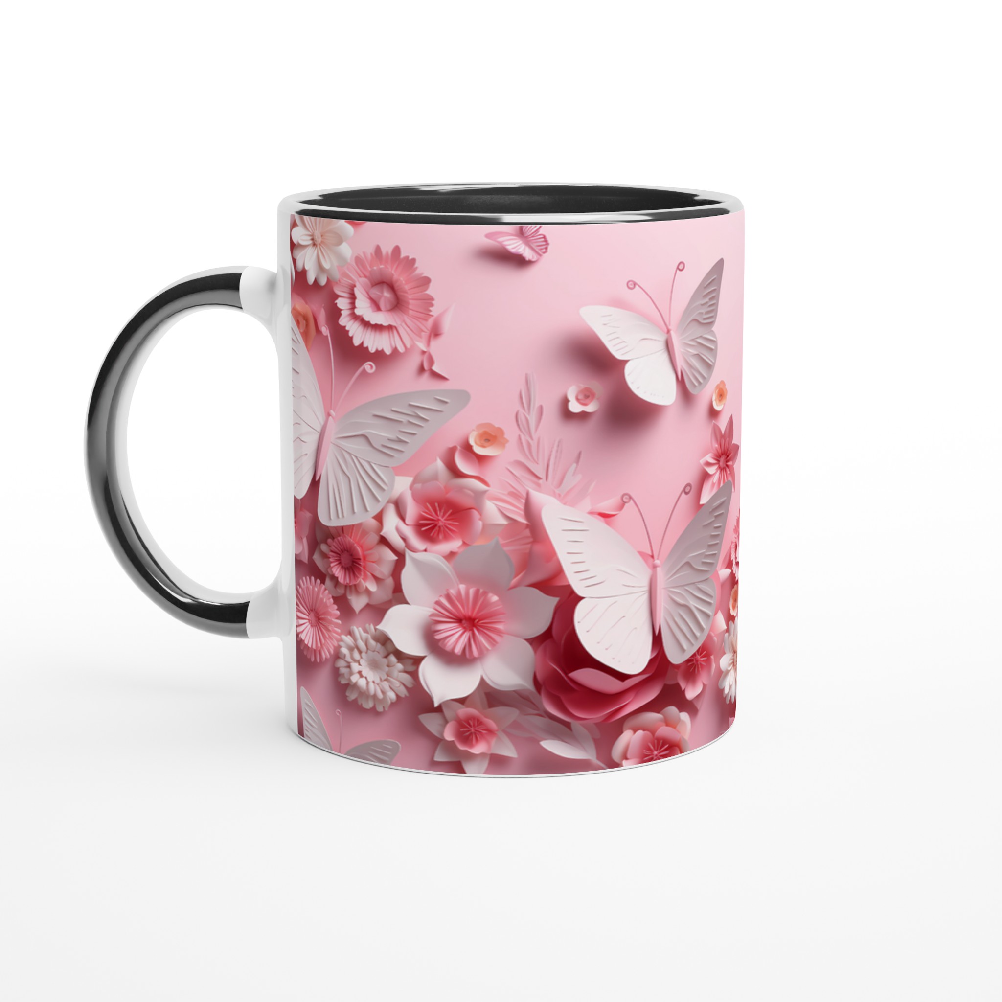 Pastellrosa Papper Butterfly Mugg - 11oz Keramikmugg i ditt val av 7 färger 7 071c82f5-8024-4e41-9ce5-4ce5f78b133c