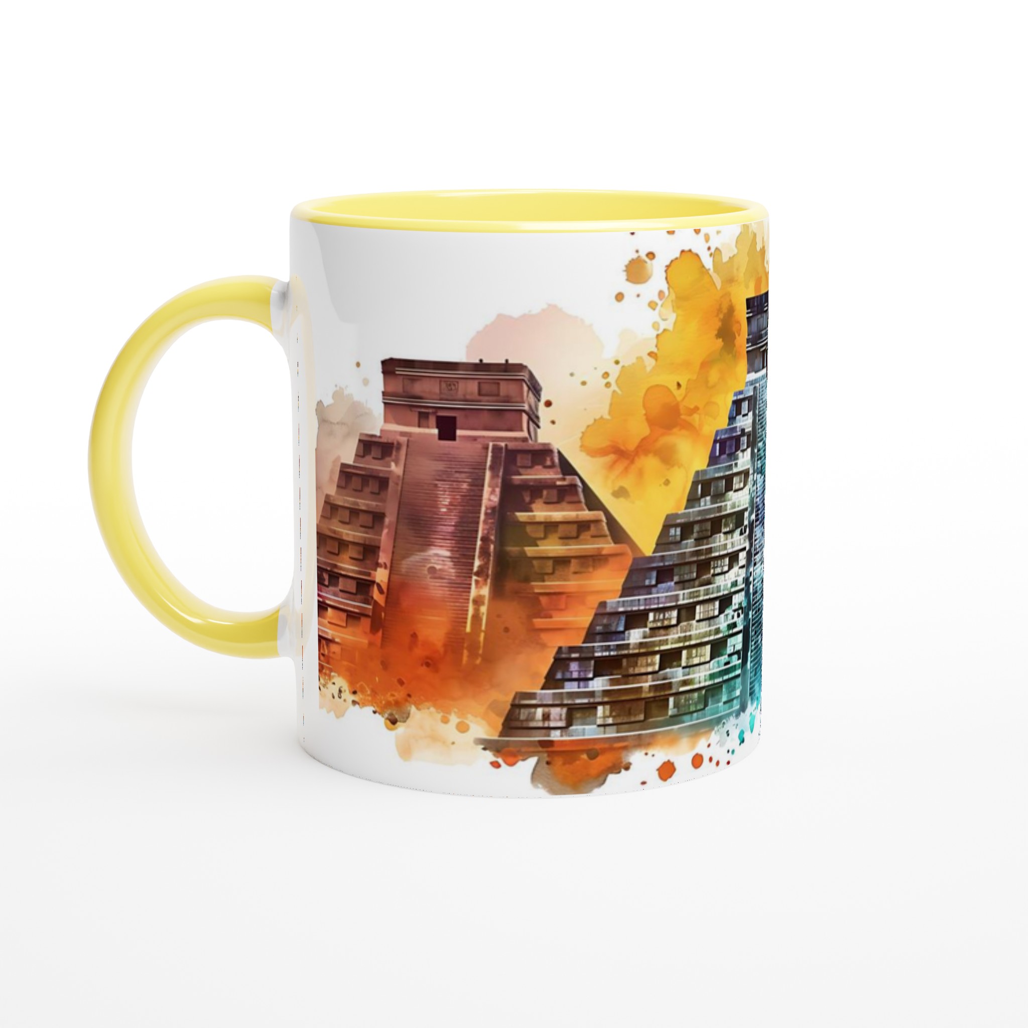 Mångfärgad Maya Pyramider 11oz Keramikmugg – Konstnärligt Vattenfärgsuttryck 5 074b6a9c-2d3e-44d2-bc91-d5e1a9994324