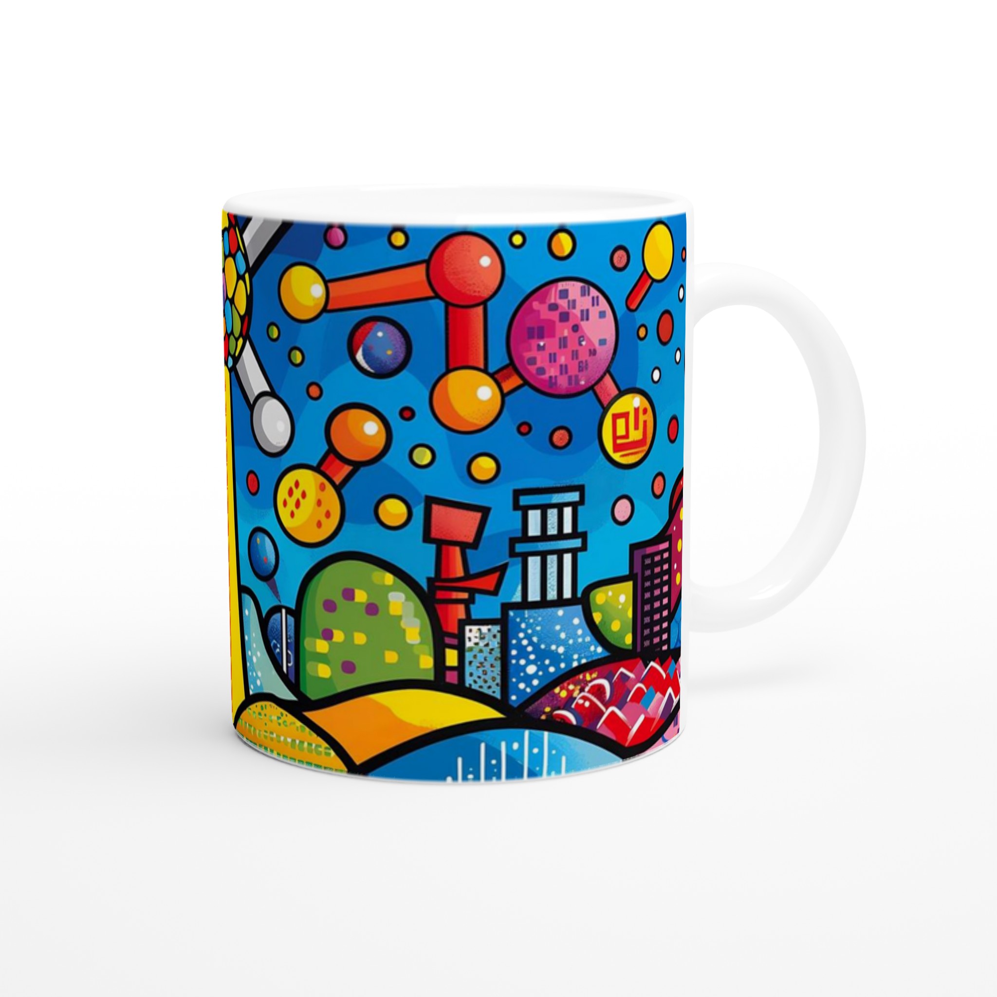 Abstrakt Pop Art Keramikmugg – Färgglad stadsvy & kosmos 11oz 9 07893e9a-d018-49a4-ac73-6b1c13d2303a
