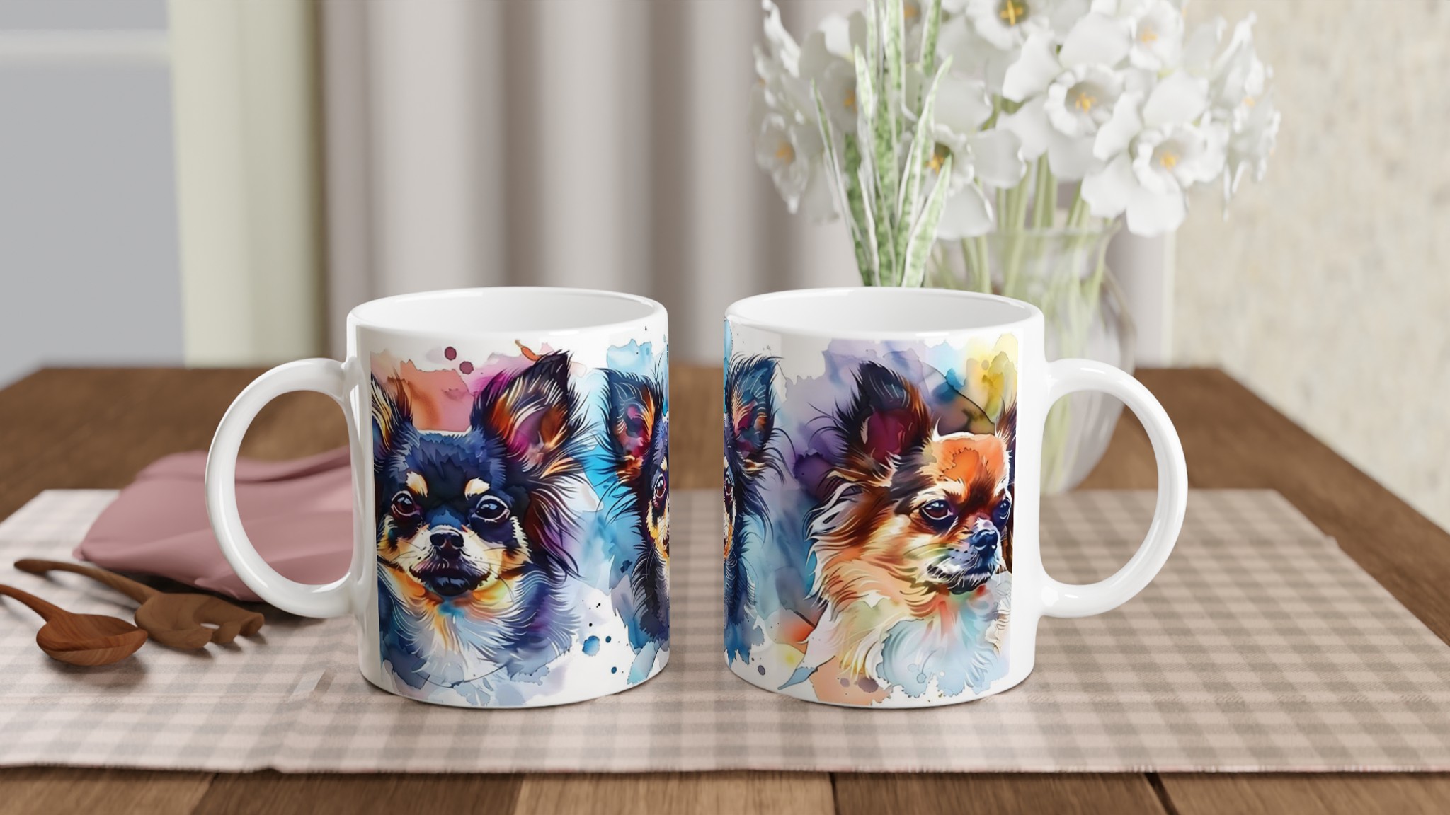 Chihuahua Watercolor Magic: 11oz Keramisk Mugg i Valfri Färg – Färgstark Hundkonst för Varje Kaffestund 10 079b18cd-21f4-4296-9e5a-ad38c194d4de