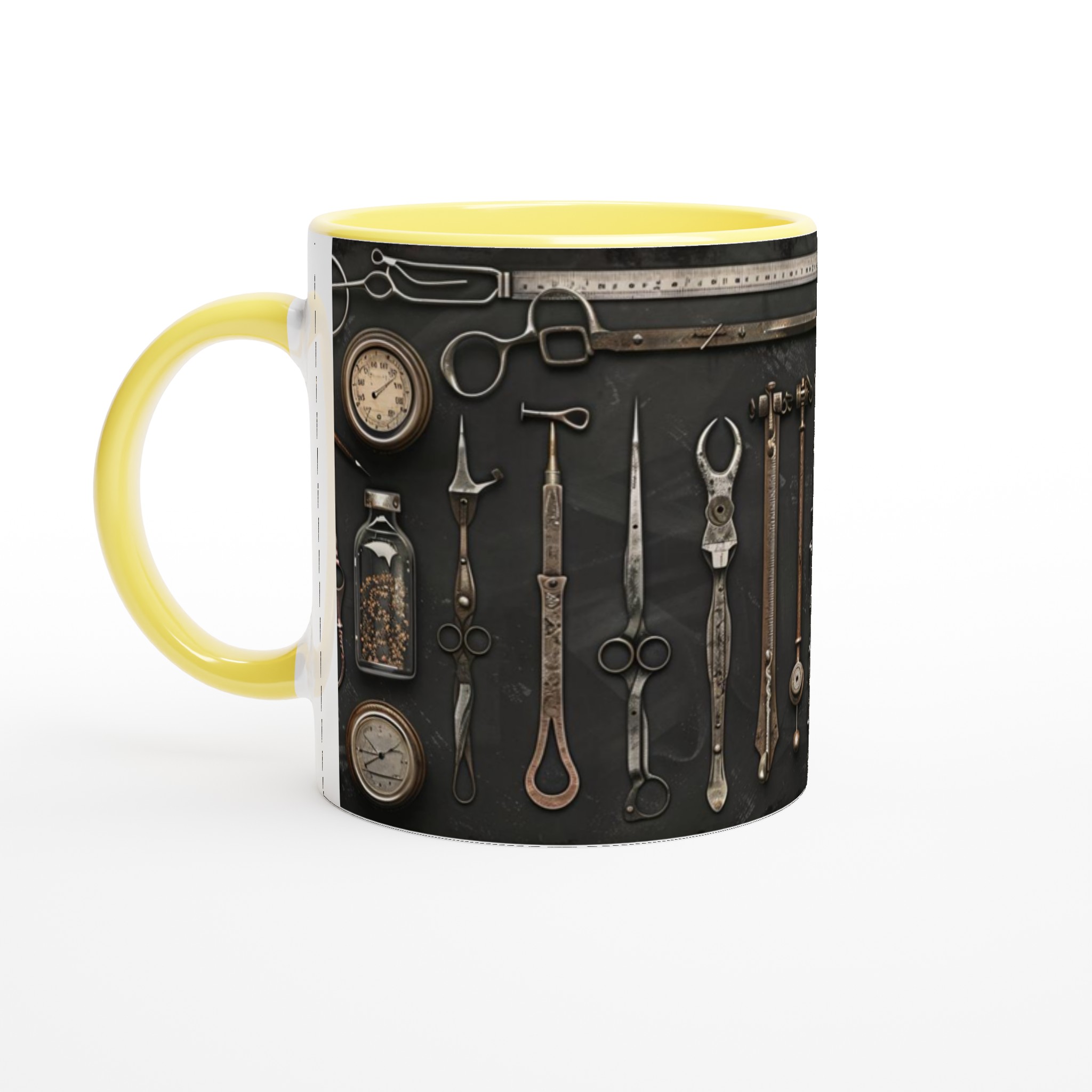 Vit 11oz Keramisk Mugg med Vintage Verktygsdesign – Välj Bland 7 Eleganta Keramiska Färger 5 082e8f25-a5a5-4682-84c9-80f5afd55087
