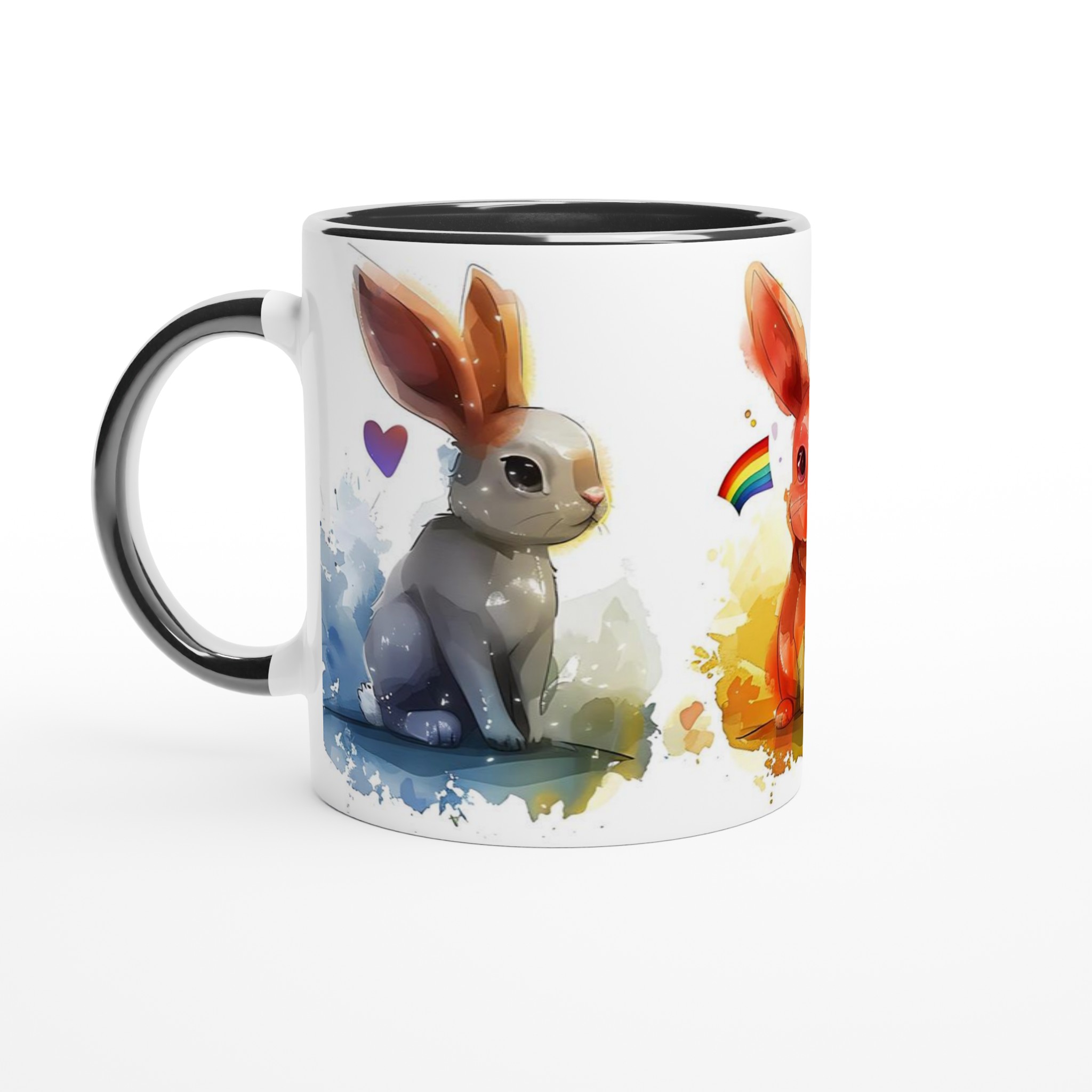 Färgglad Akvarellkanin Mugg – 11oz Keramisk Kaffekopp med Lekfull Design 7 08e3f868-b019-438e-9225-6cb317ebd7ca