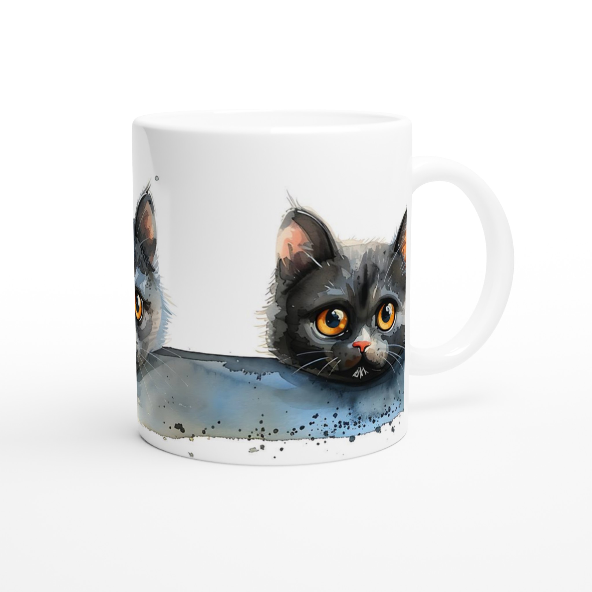 Nyfikna Kattungar Akvarellmugg – 11oz Keramisk Kaffemugg i Valfri Färg, Perfekt Present till Kattälskare 9 08f6c15b-f262-494d-9645-34018175c926