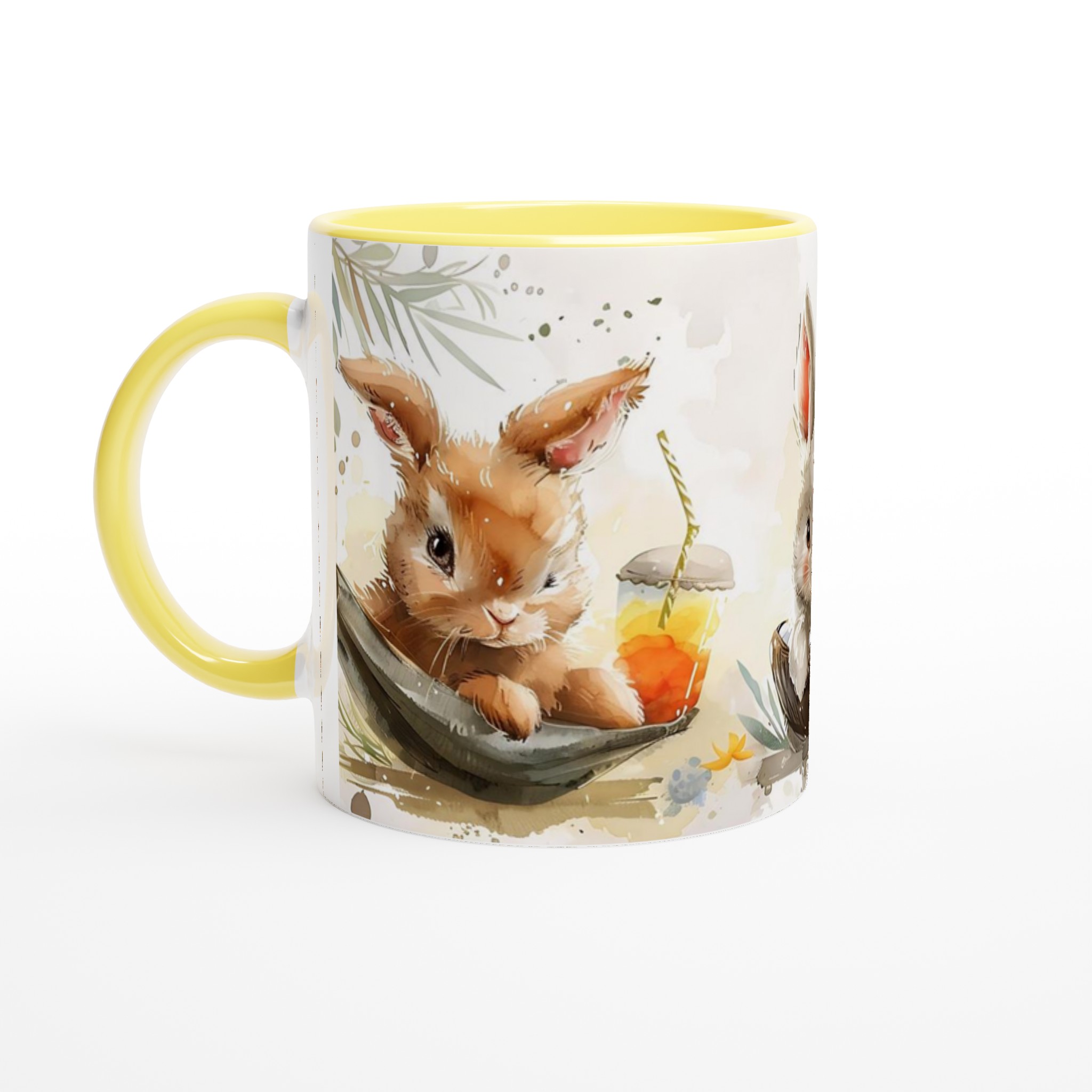 Söta Kanin Vänner Keramikmugg - Charmig Akvarelldesign för Kaffe & Te i Flera Färger 5 0923bfdd-bdfe-4880-a384-d7a0480f8316