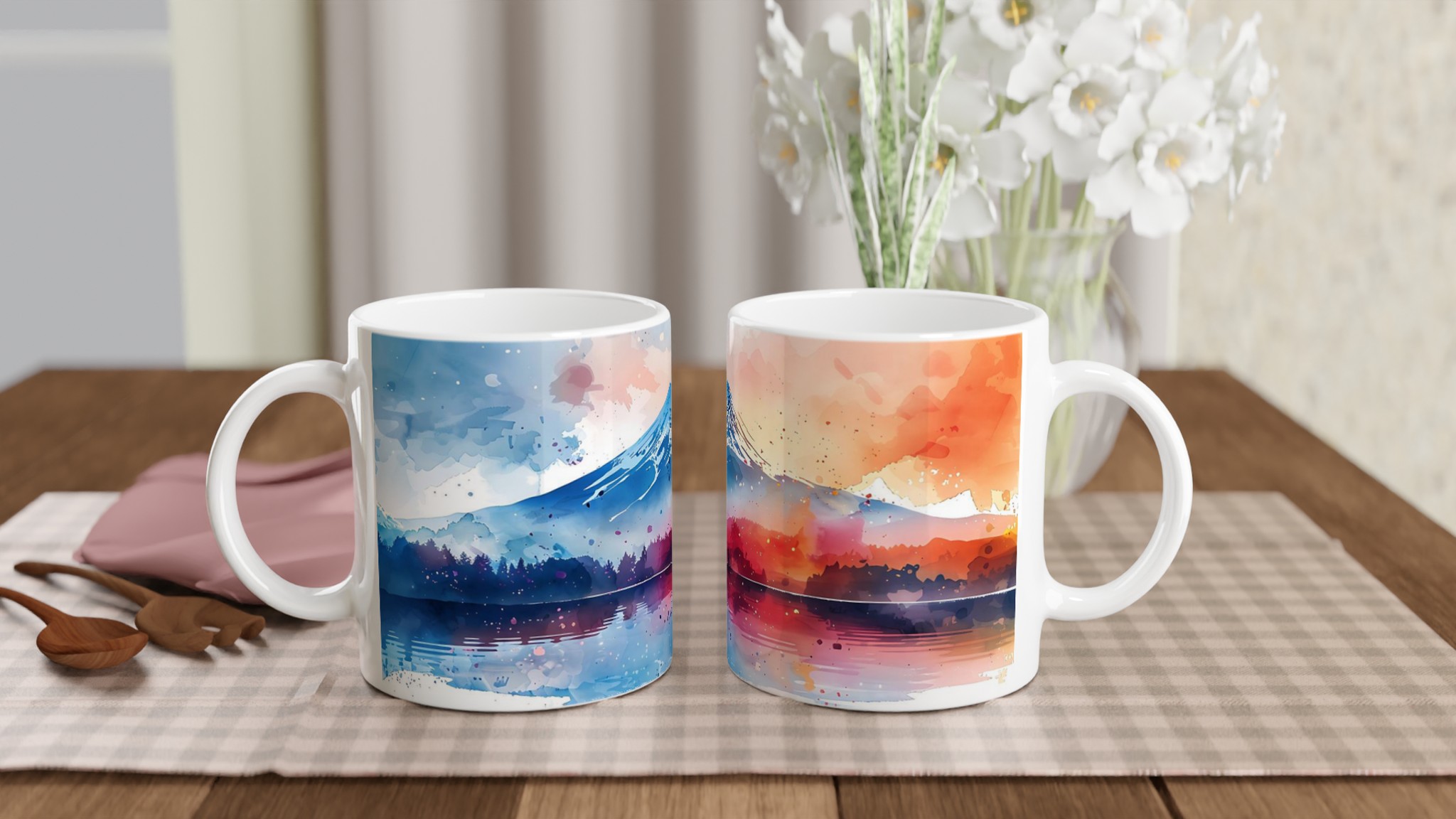 Akvarellberg: 11oz Keramisk Mugg – Konstnärligt Motiv i Valfri Färg 10 093b9a0f-2bd4-4bfe-9cbb-ea8a19492851