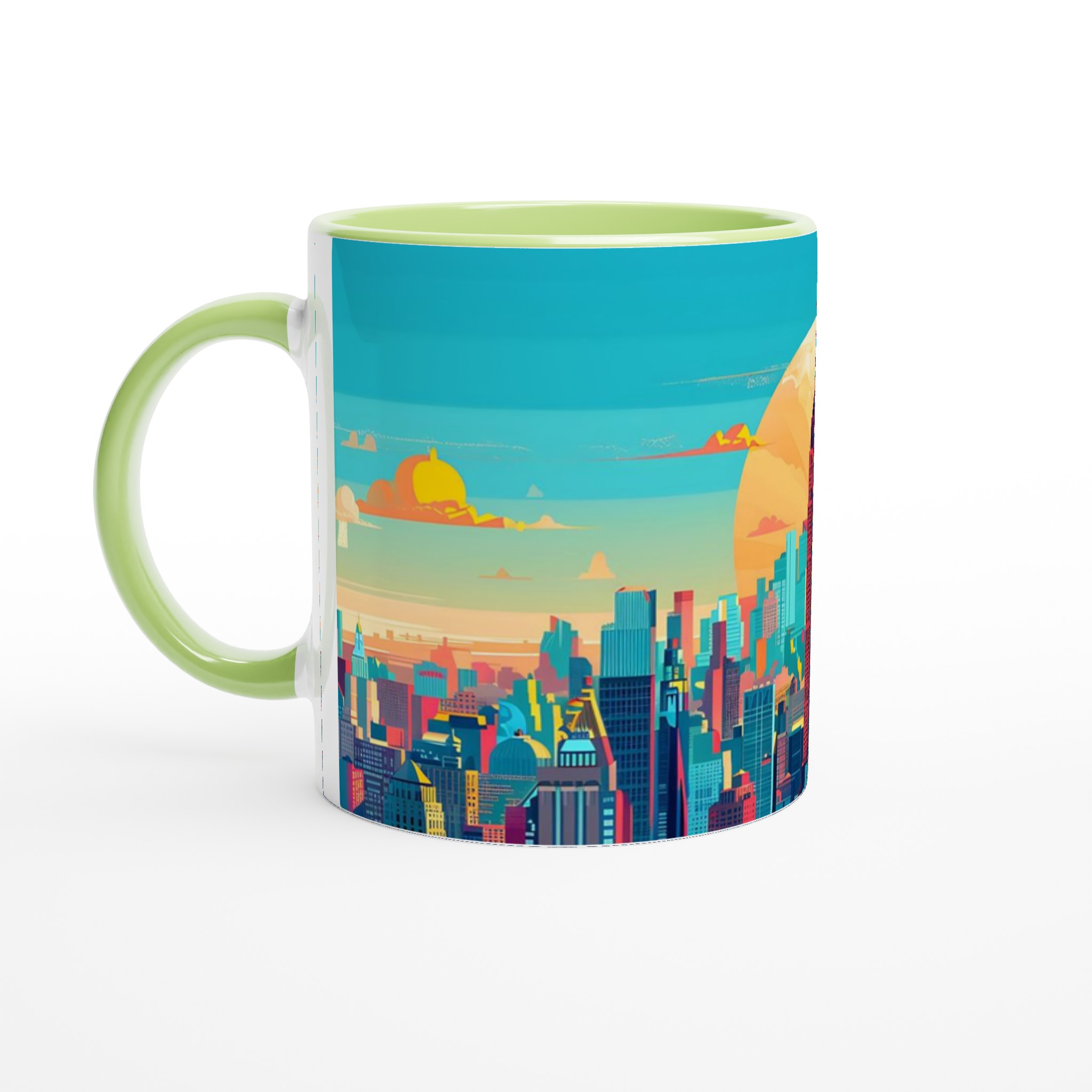 New York City Skyline Kaffemugg – Färgstark, Pop Art-inspirerad Keramikmugg (11 oz) 3 09554cf5-f8cf-4b61-a109-7c1c4739e435