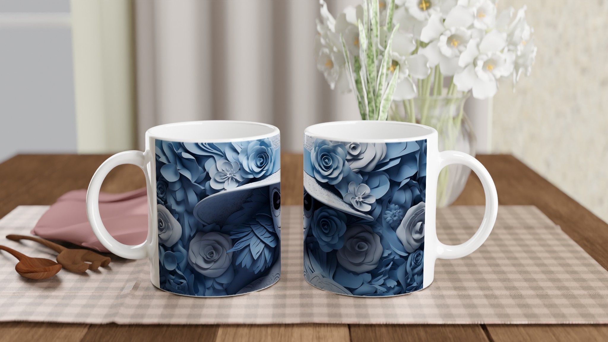 Catrina Chic Kaffemugg – Blå Elegans & Papperskonst Inspirerad Keramik – 11 oz 10 098ead08-873e-46eb-a638-d4adb6a75ad5